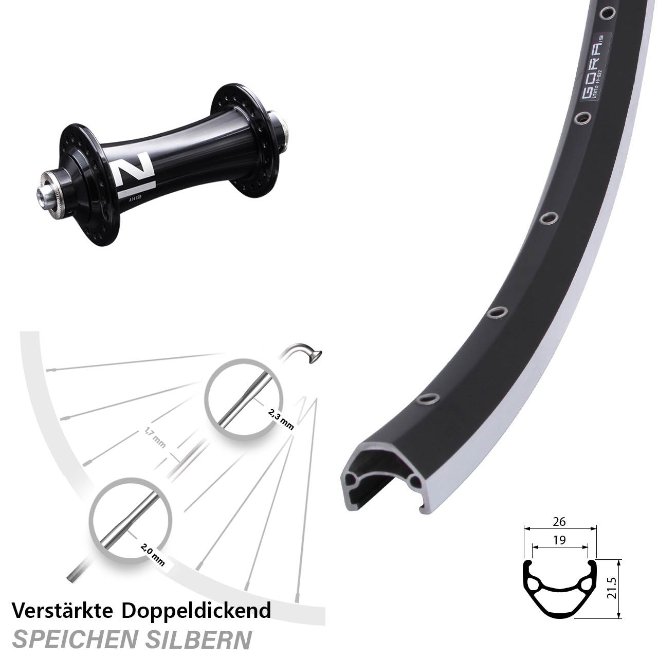 Vorderrad QR 28 Zoll Gora 19 Novatec A-141-SB
