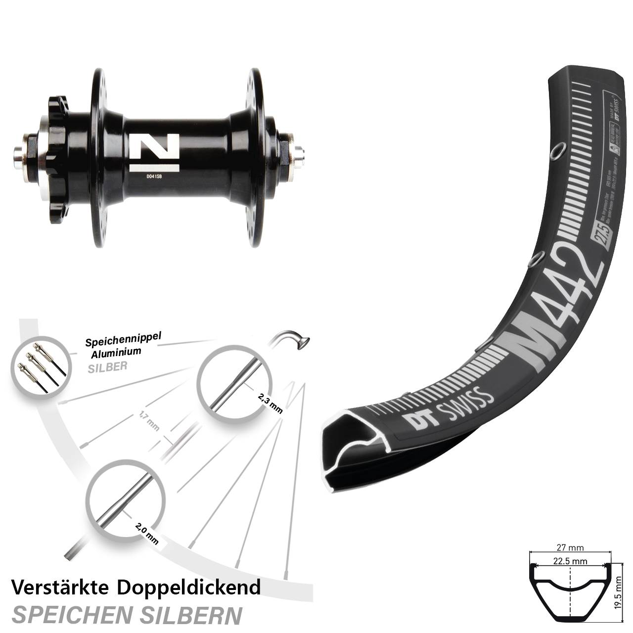 DT Swiss M442 Novatec D041 28-29 Zoll Disc Laufrad für Schnellspanner