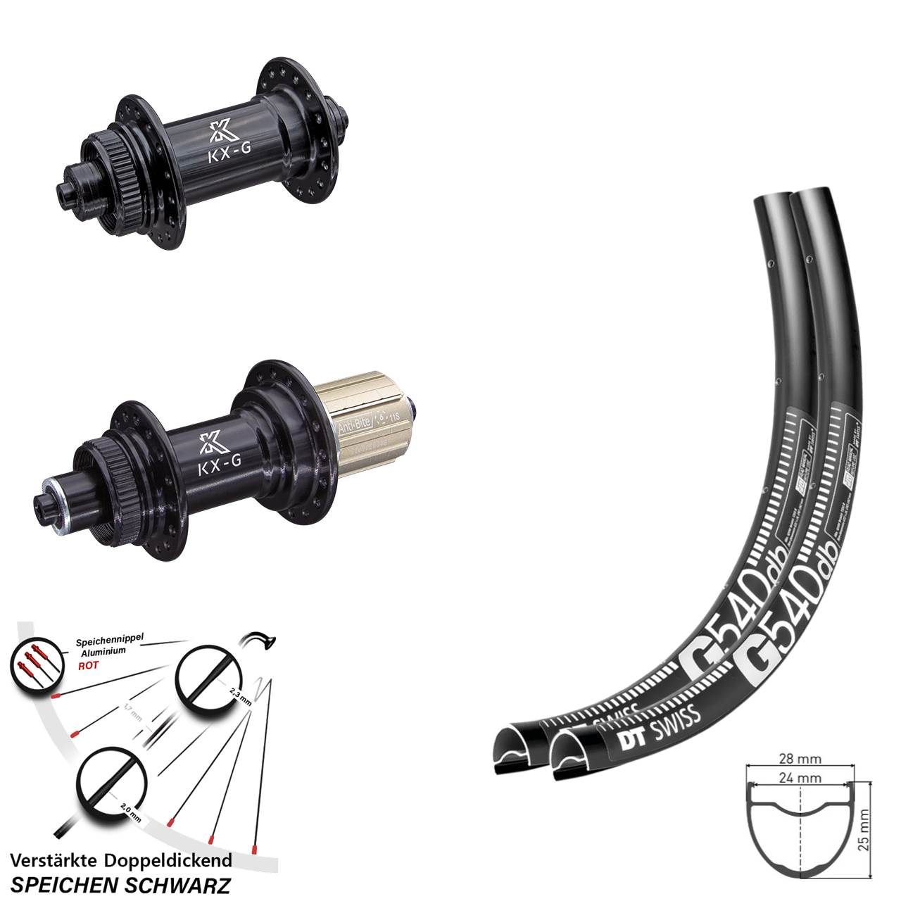 DT Swiss G 540 KX-G 29 Zoll Disc Laufrad-Satz für Schnellspanner 8-12 fach HG
