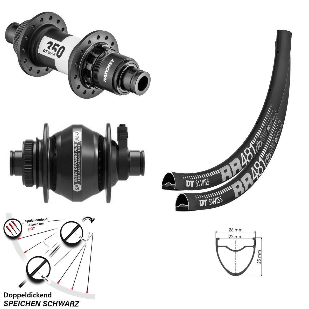 Laufrad-Satz 12x100/142 28 Zoll DT Swiss RR 481-350 Shutter PL-7 XDR 11-12 fach