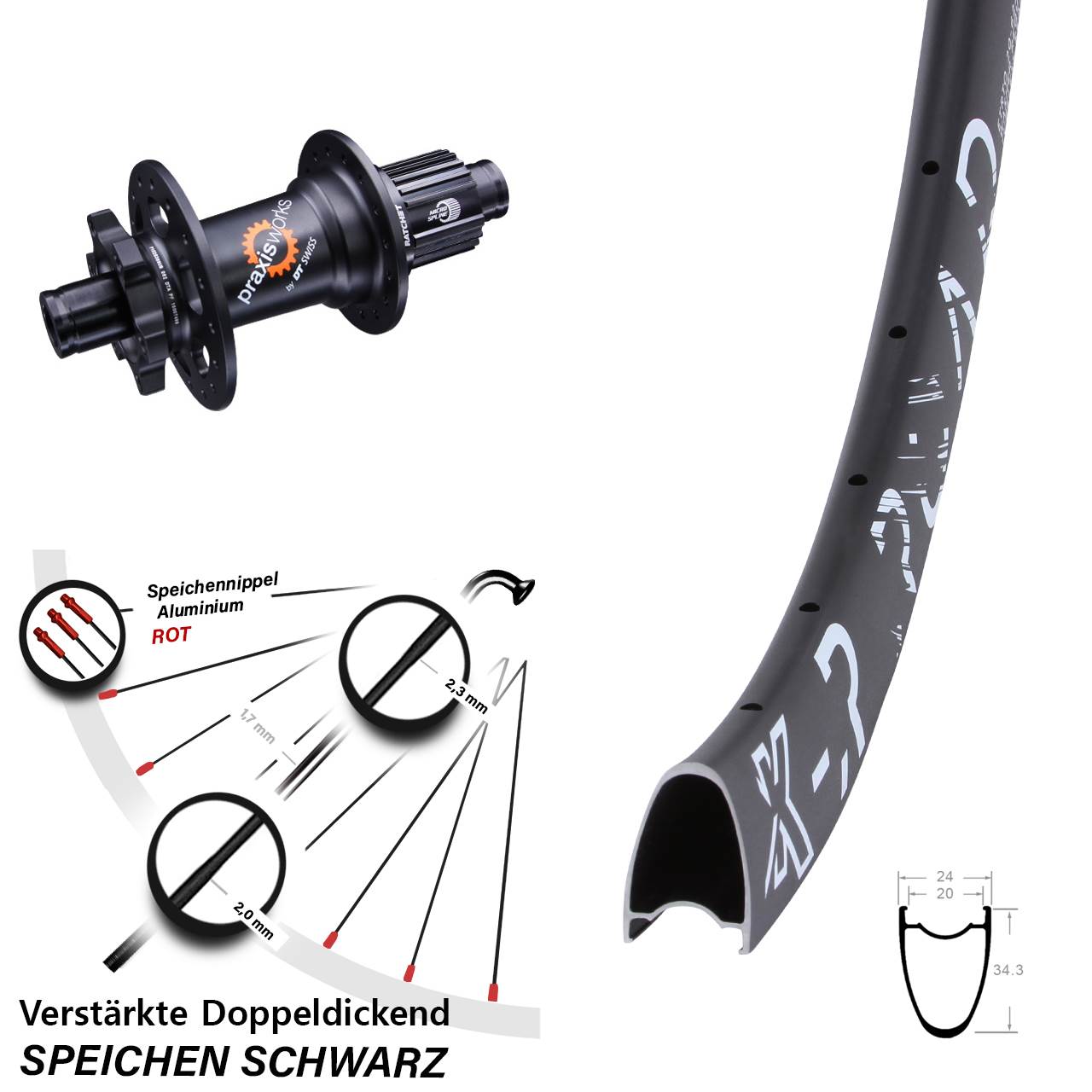 Disc Hinterrad 12x142 28 Zoll KX-R Road DT Swiss 350 Shimano Micro Spline