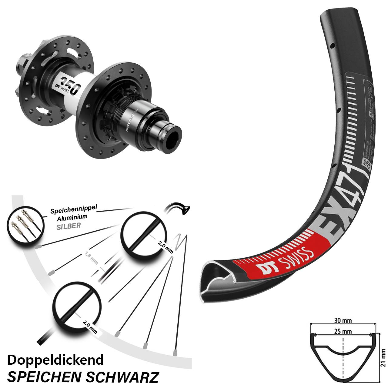 DT Swiss EX471-350 DEG72 29 Zoll Disc Hinterrad 12x148 SRAM XD