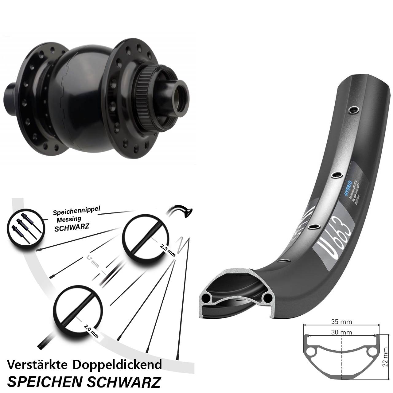 Disc 29 Zoll Nabendynamovorderrad DT Swiss U663 SON 28 15x110 Boost