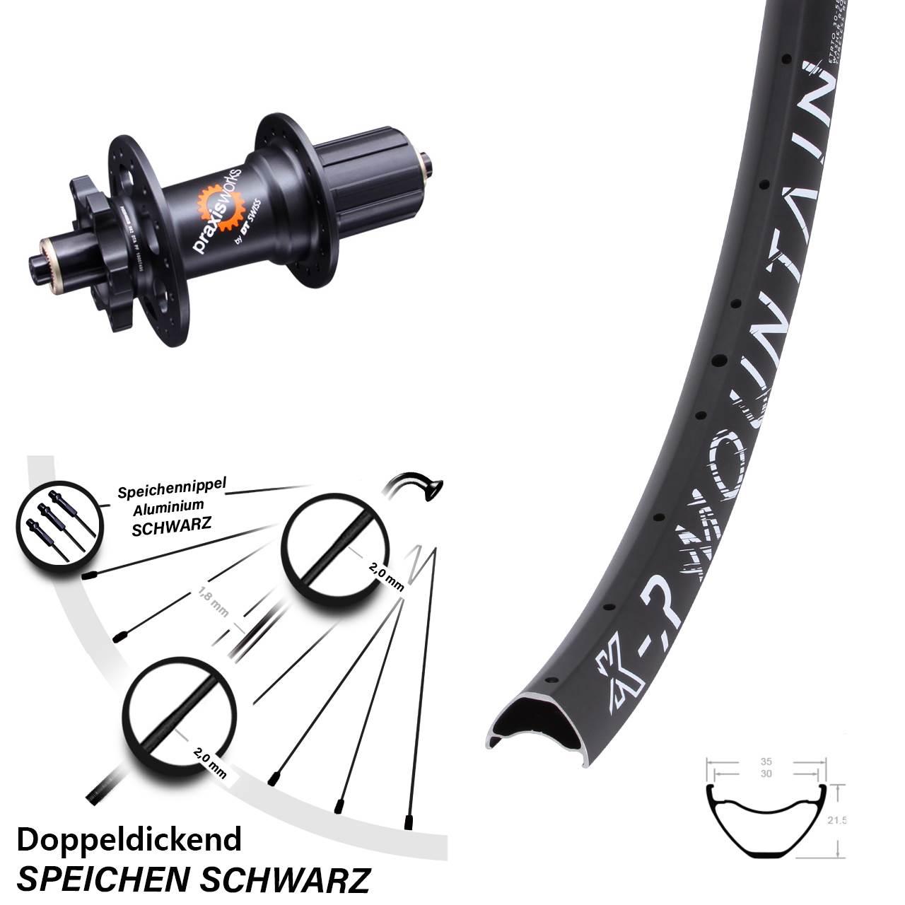 27,5 Zoll KX-R Mountain DT Swiss 350 Disc Laufrad für Schnellspanner 8-11 fach