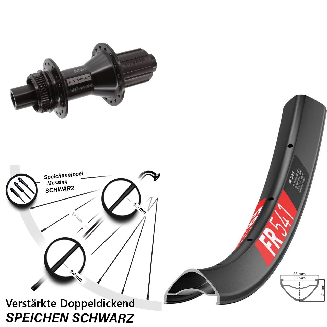 Centerlock Hinterrad 12x142 27,5 Zoll DT Swiss FR541-370 Hybrid 8-11 fach HG