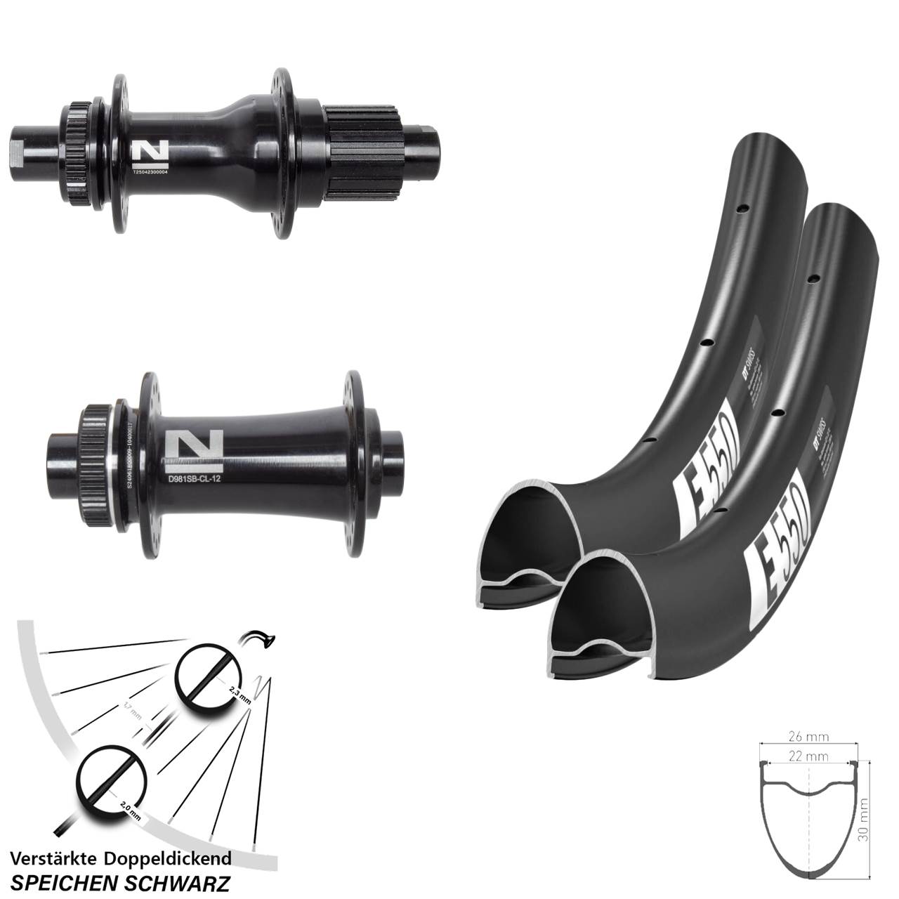 Centerlock Laufradsatz 12x100/142 28 Zoll DT Swiss E 550 Novatec D792SB D981 Micro Spline