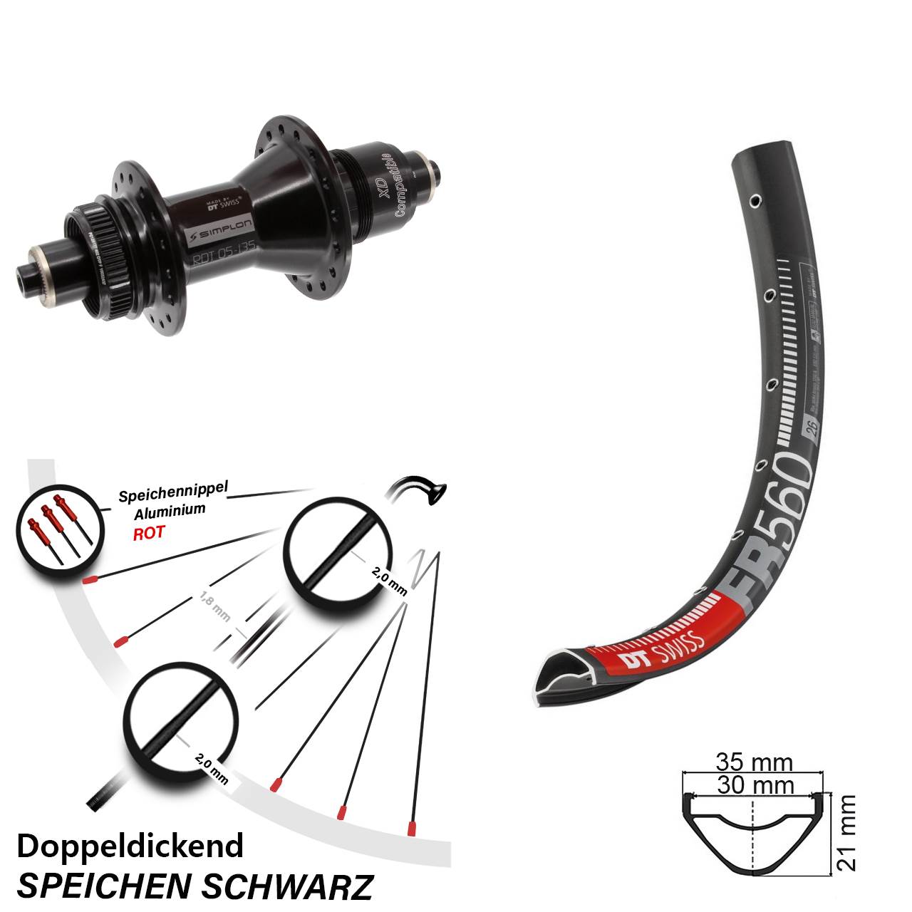 26 Zoll DT Swiss FR 560-370 Disc Laufrad QR XD 11-12 fach
