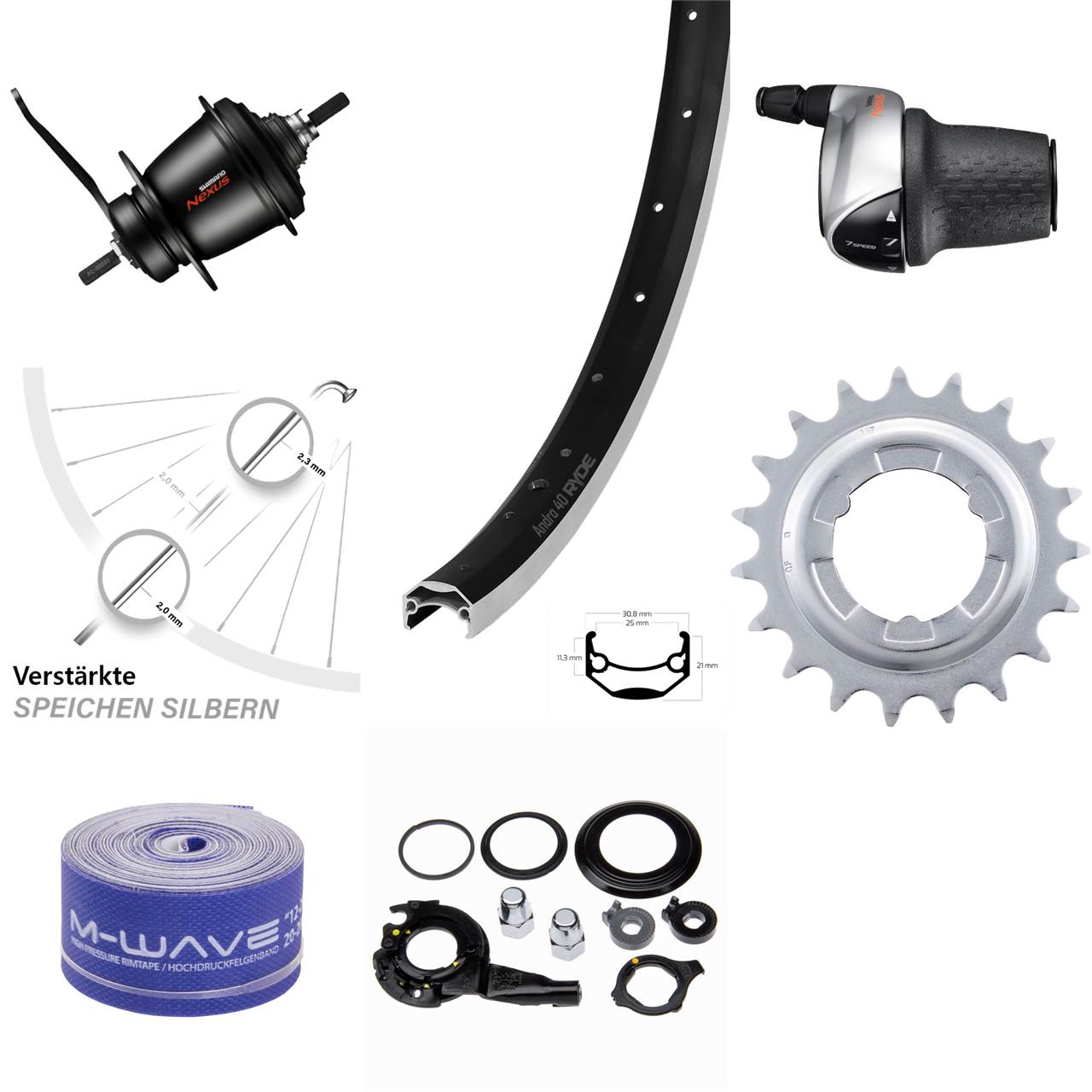 Ryde Andra 40 24 Zoll Hinterrad Shimano Nexus SG-C3001 7 Gang Rücktritt
