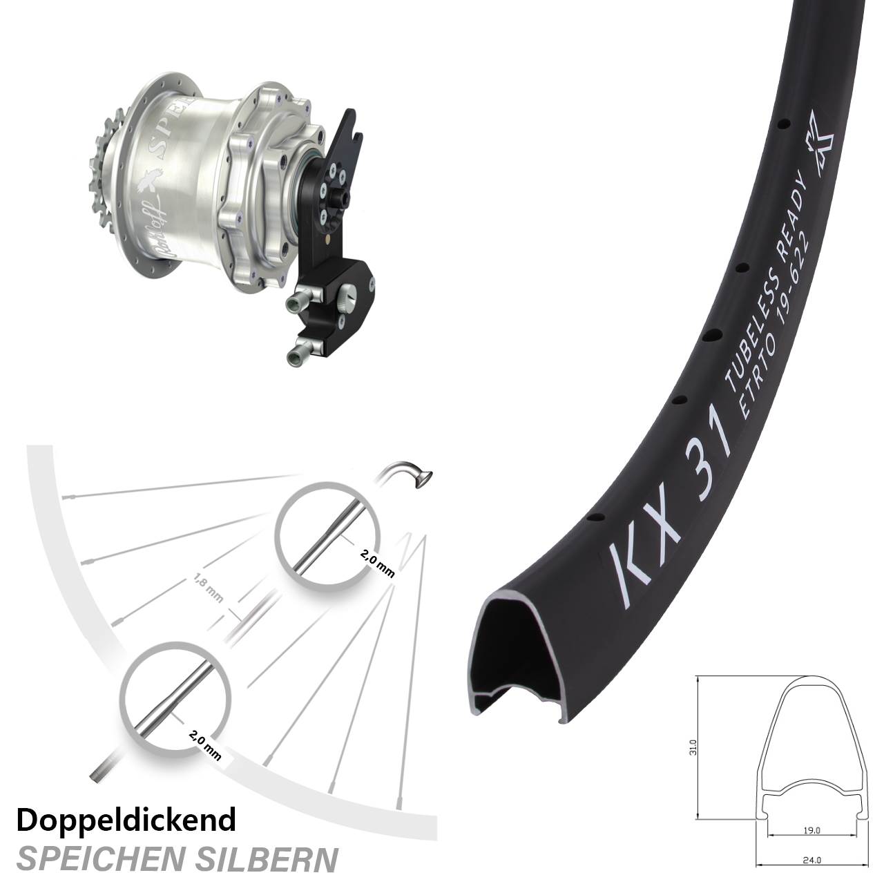 28 Zoll KX 31 Rohloff Speedhub CC DB OEM2 Tandem
