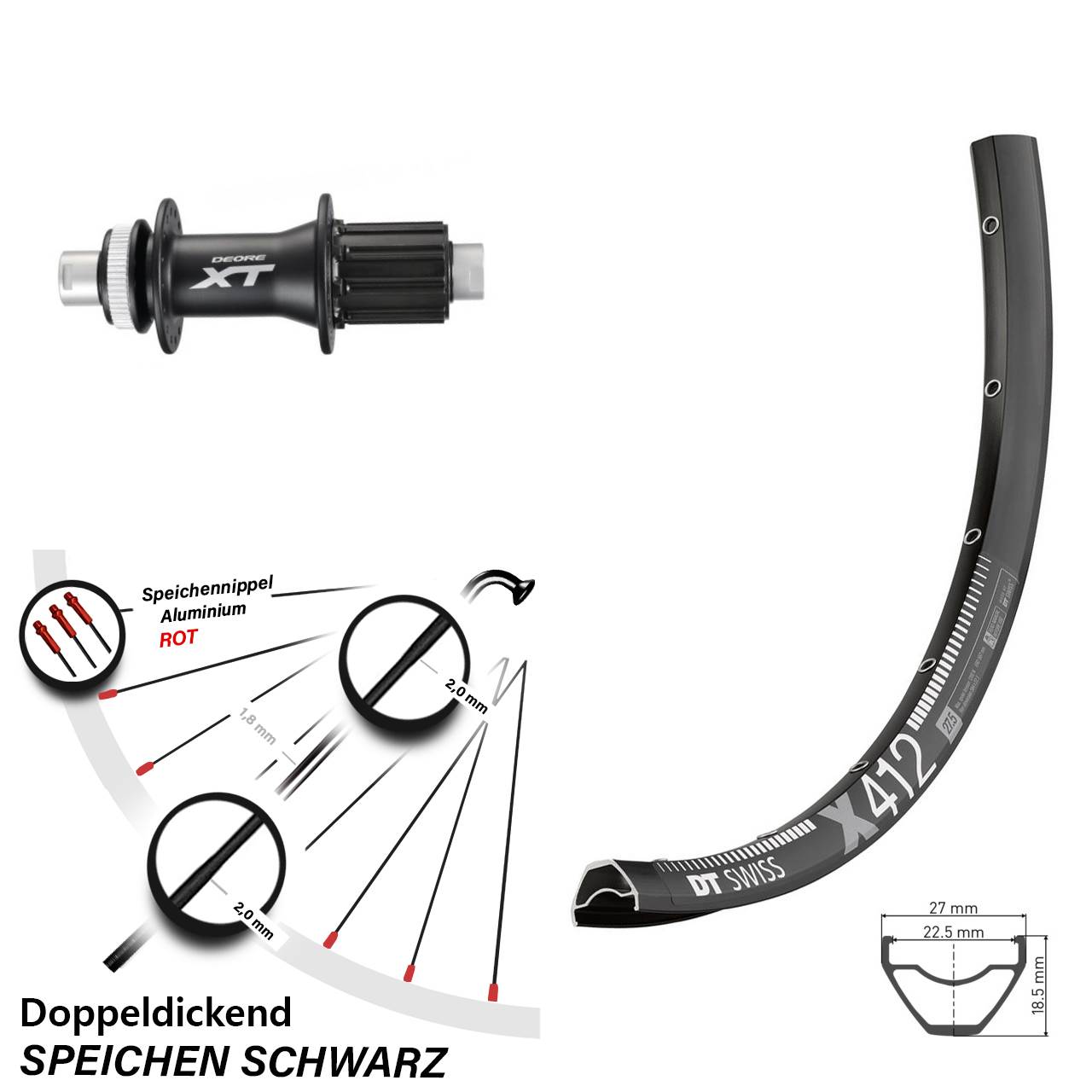 Hinterrad Centerlock 28 Zoll DT Swiss X 412 Shimano FH-M788 8-11 fach HG 12x142