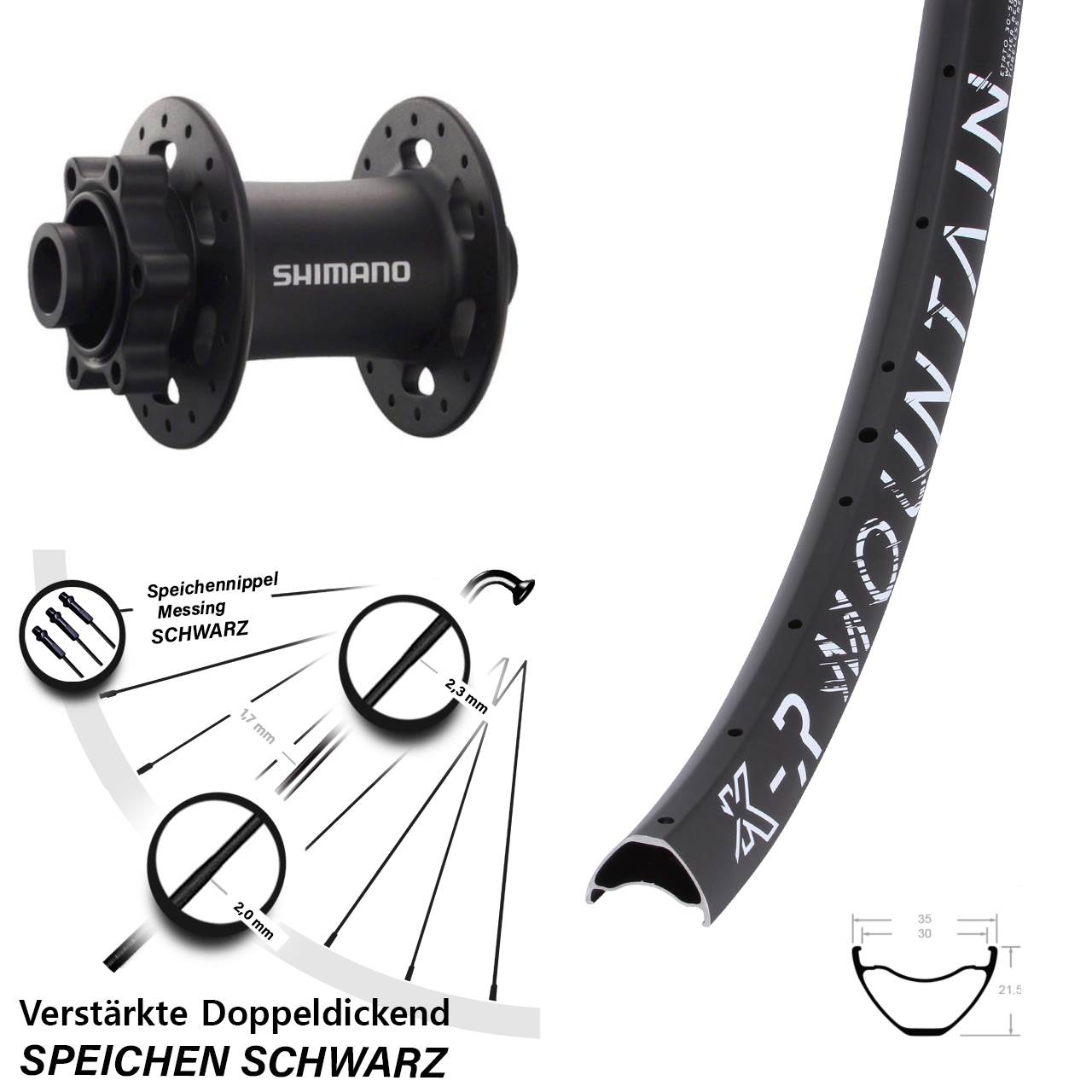 6-Loch Vorderrad 15x100 27,5 Zoll KX-R Mountain Shimano Deore XT
