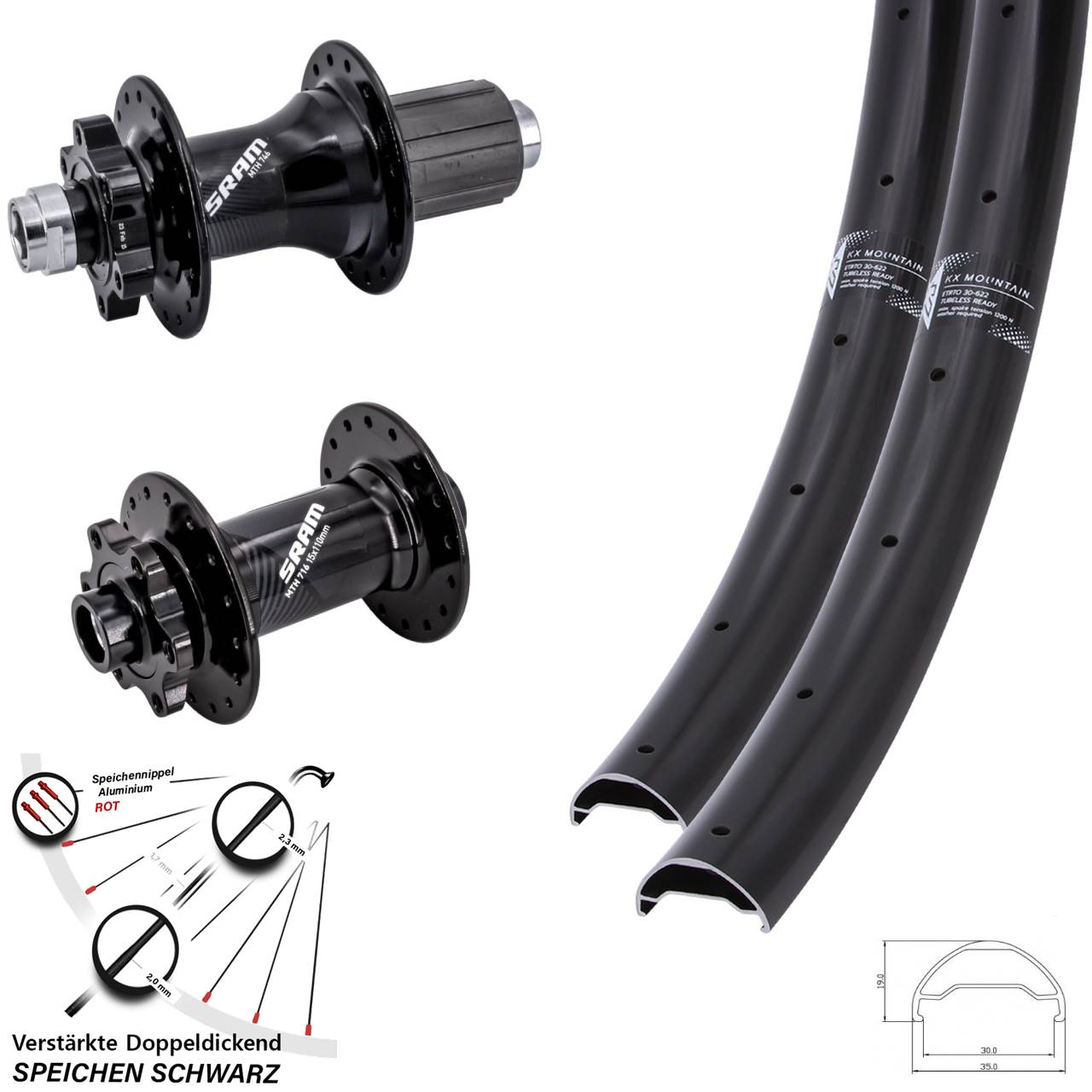 KX Mountain Sram 716 746 29 Zoll Disc Laufradsatz 15x110 12x148 8-11 fach