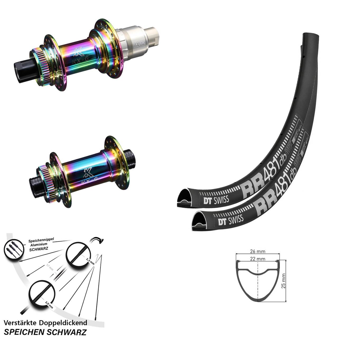 Disc Laufrad-Satz 28 Zoll DT Swiss RR481 KX-G Oilslick XDR 11-12 fach 12x100/142