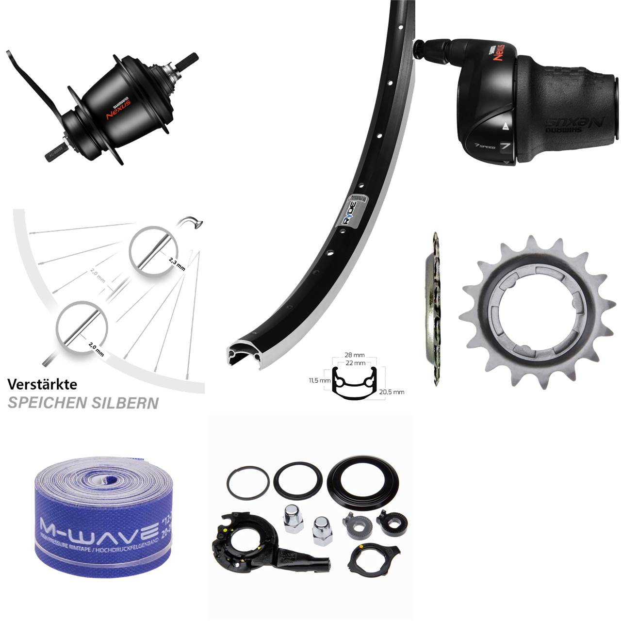 27,5 Zoll Hinterrad Shimano SGC3001 7 Gang Ryde Andra 35