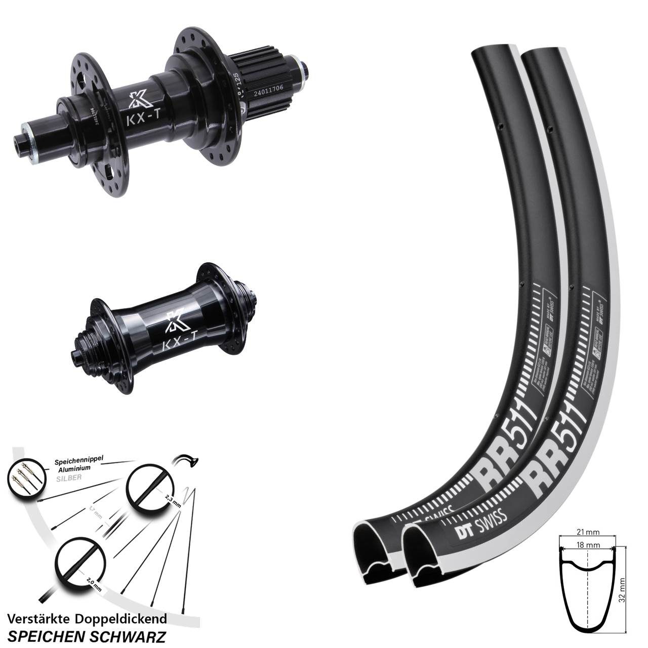 28 Zoll DT Swiss RR 511 KX-T Laufradsatz für Schnellspanner Shimano Micro Spline