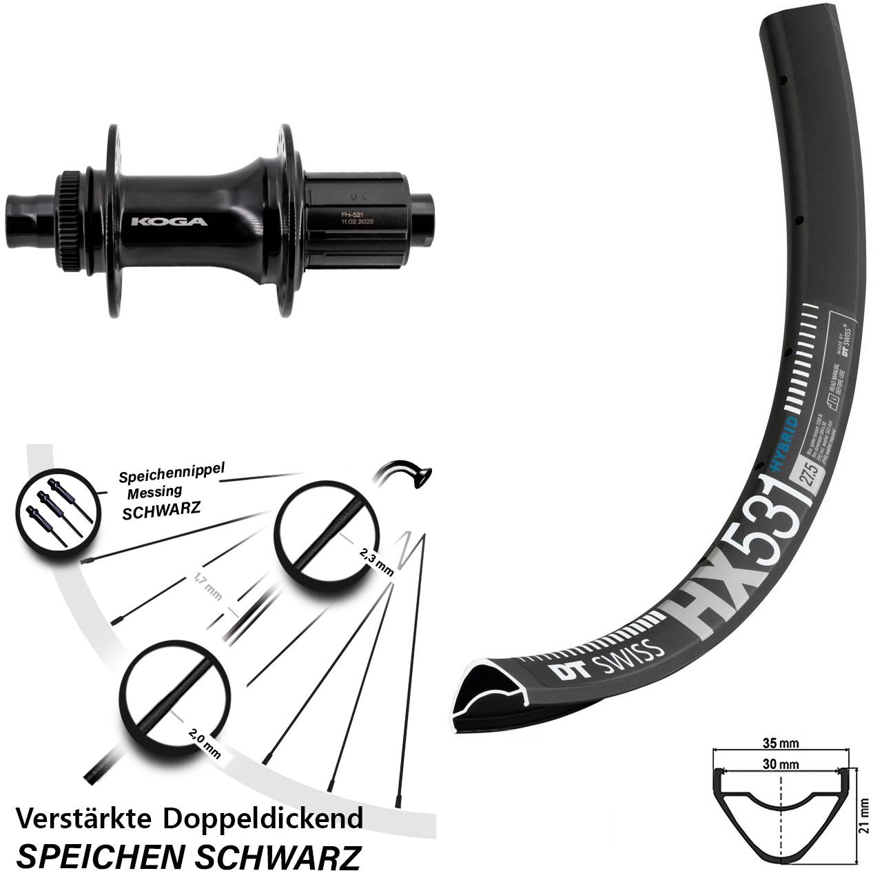 Hinterrad Centerlock 12x148 29 Zoll DT Swiss HX 531 Formula ECT-148S 8-11 fach
