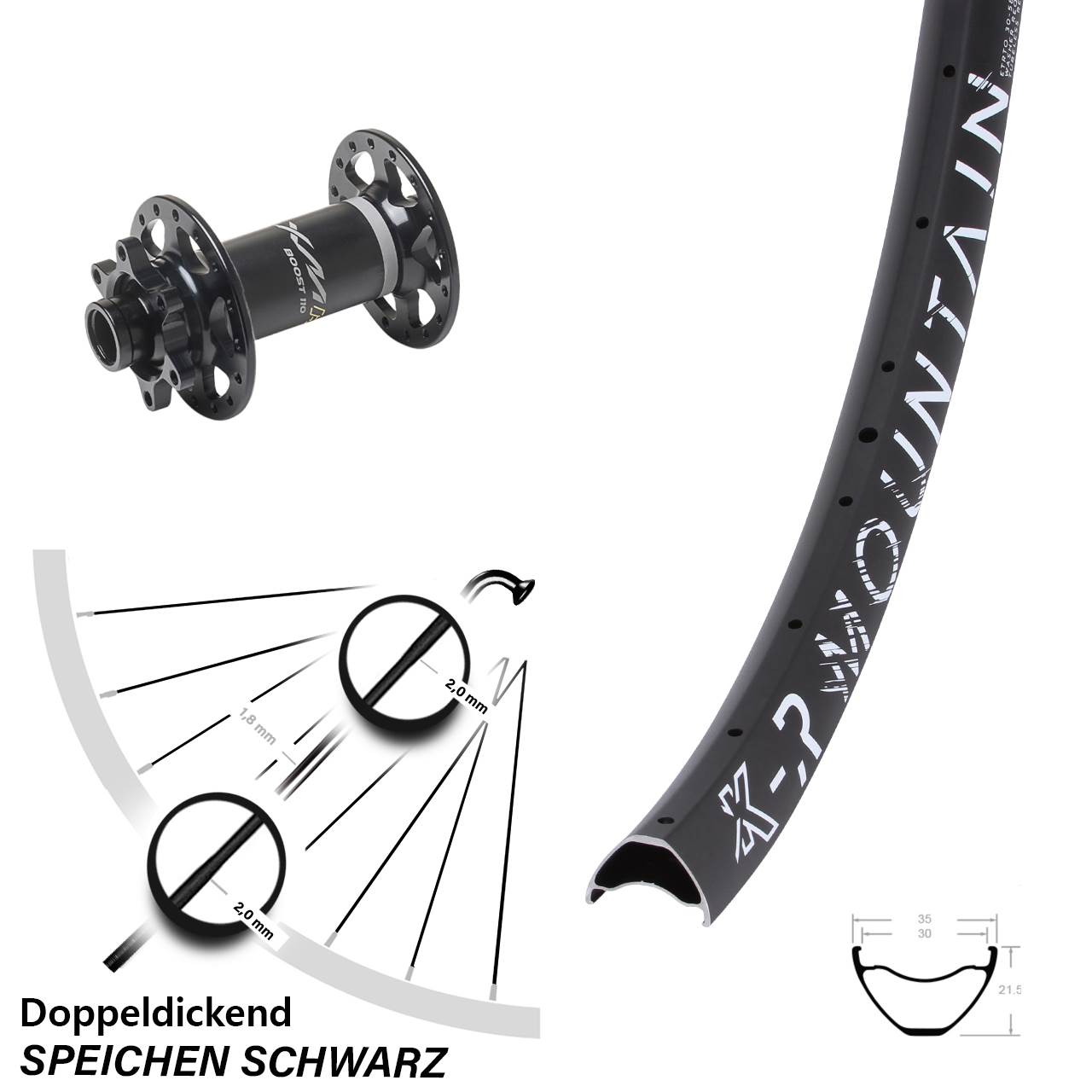 Disc Laufrad 29 Zoll KX-R Mountain Miche XMH 550 15x110 Boost