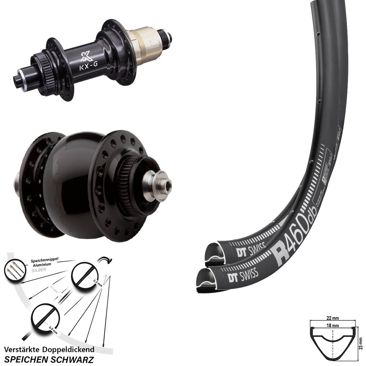 Disc Laufrad-Satz 28 Zoll DT Swiss R 460 KX-G SONdelux XDR 11-12 fach für Schnellspanner