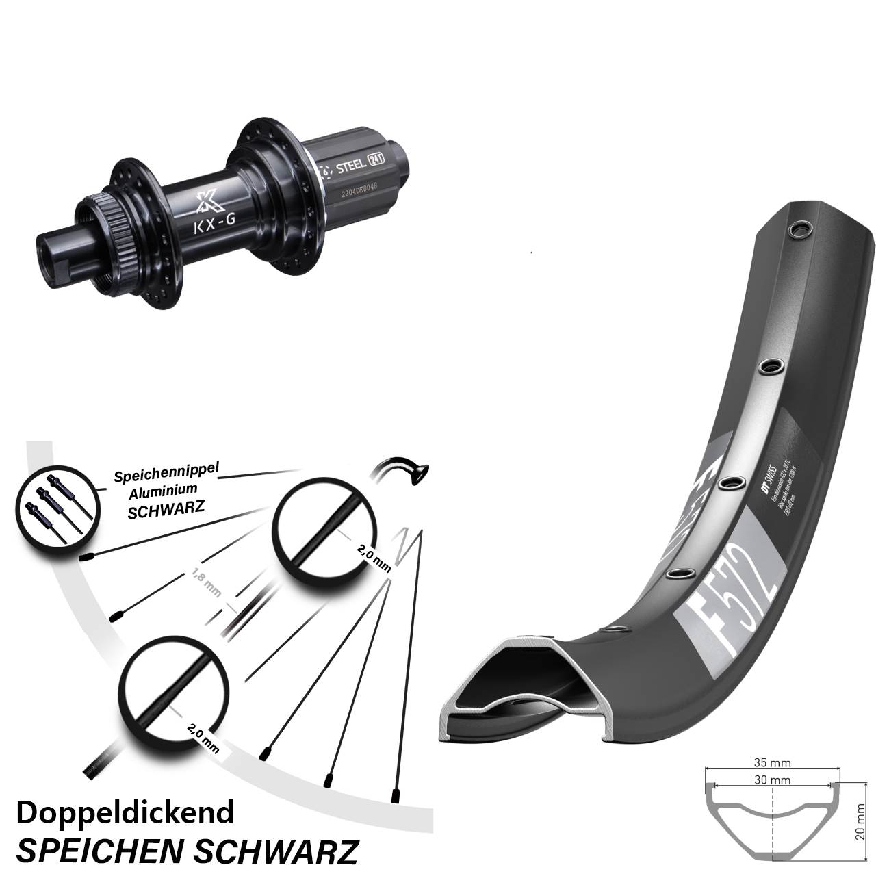 Hinterrad 29 Zoll DT Swiss F 572 KX-GS 8-12 fach 12x142