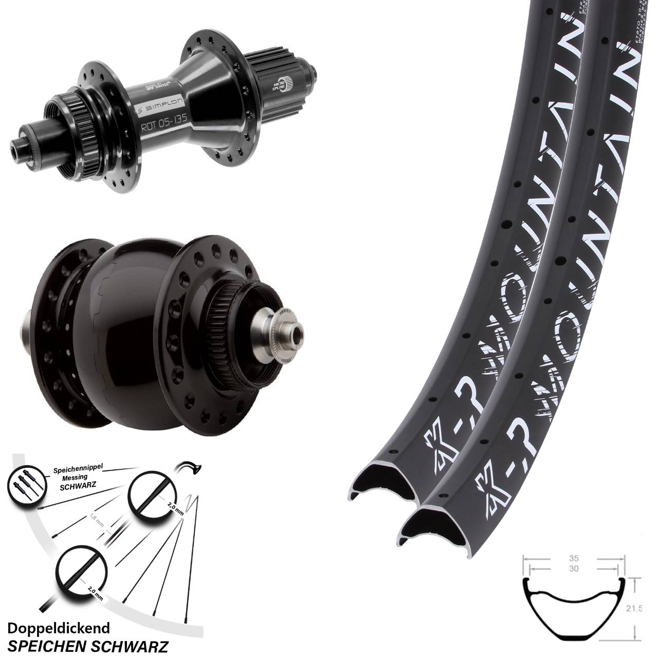 Laufradsatz Centerlock QR 27,5 Zoll KX-R Mountain DT Swiss 370 Hybrid SON 28 Micro Spline
