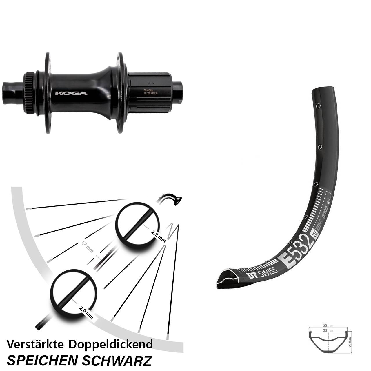 Centerlock Hinterrad 12x148 29 Zoll DT Swiss E532 Formula ECT-148S 8-11 fach