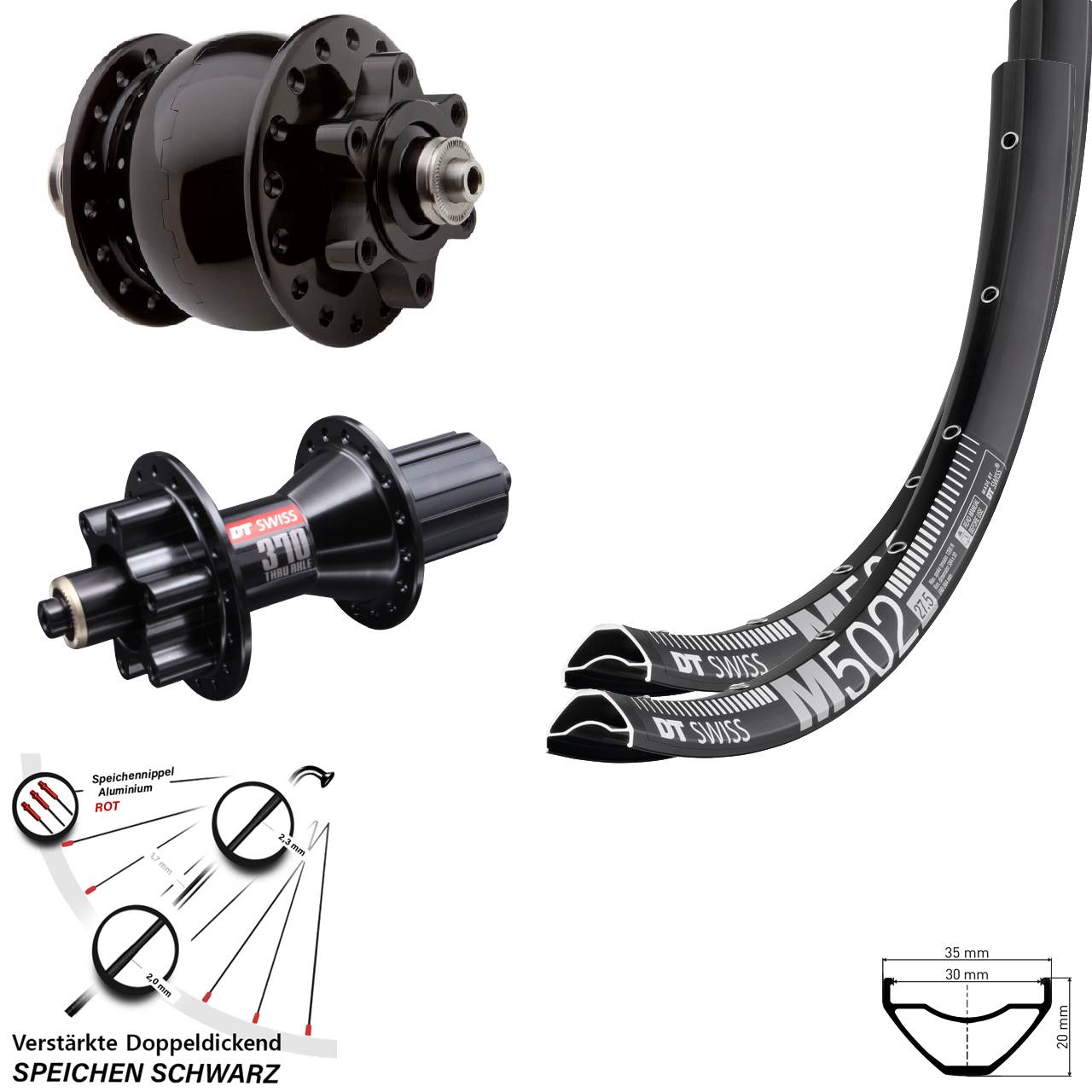 Laufradsatz 6-Loch QR 29 Zoll DT Swiss M502 DT Swiss 370 SON 28 8-11 fach HG