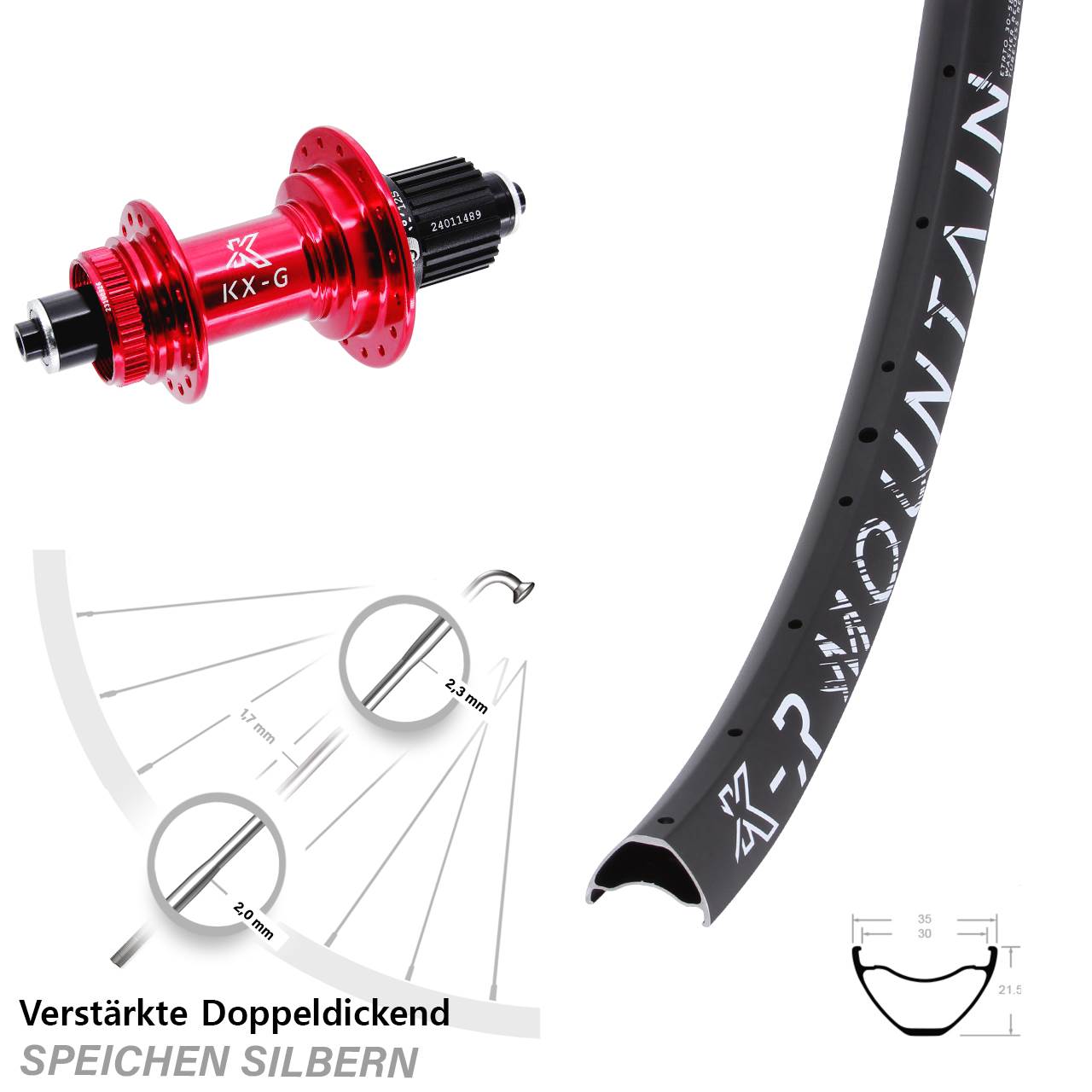 29 Zoll KX-GR Mountain rot Disc Laufrad QR Shimano Micro Spline