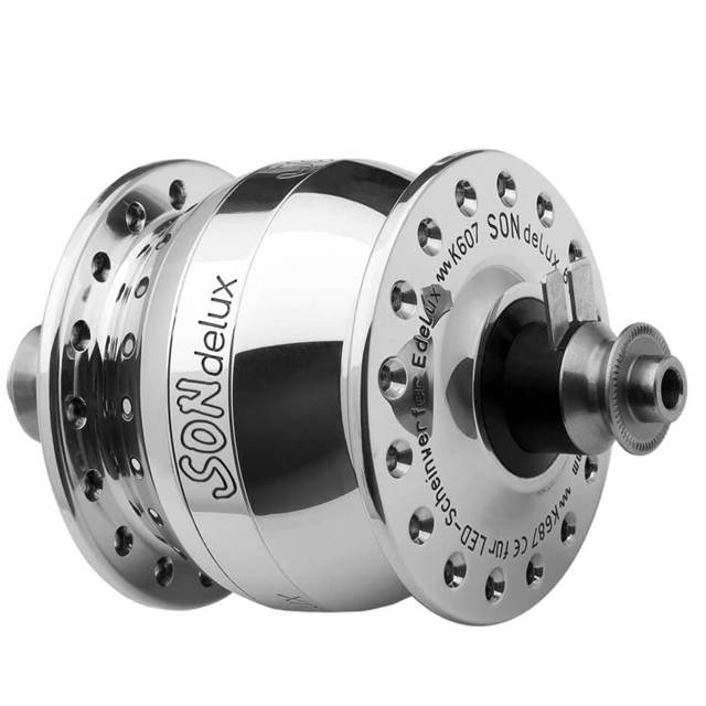 SON delux Nabendynamo Felgenbremse 5x100 silbern poliert