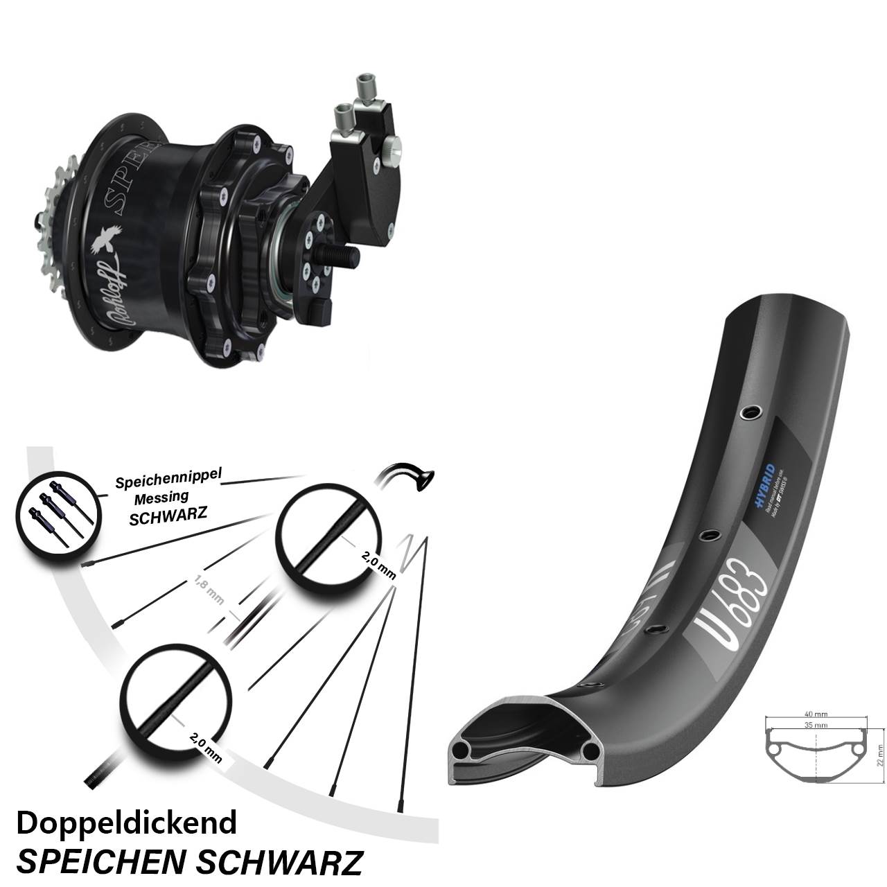 Disc Hinterrrad 27,5 Zoll DT Swiss U 683 Rohloff Speedhub TS DB OEM Tandem