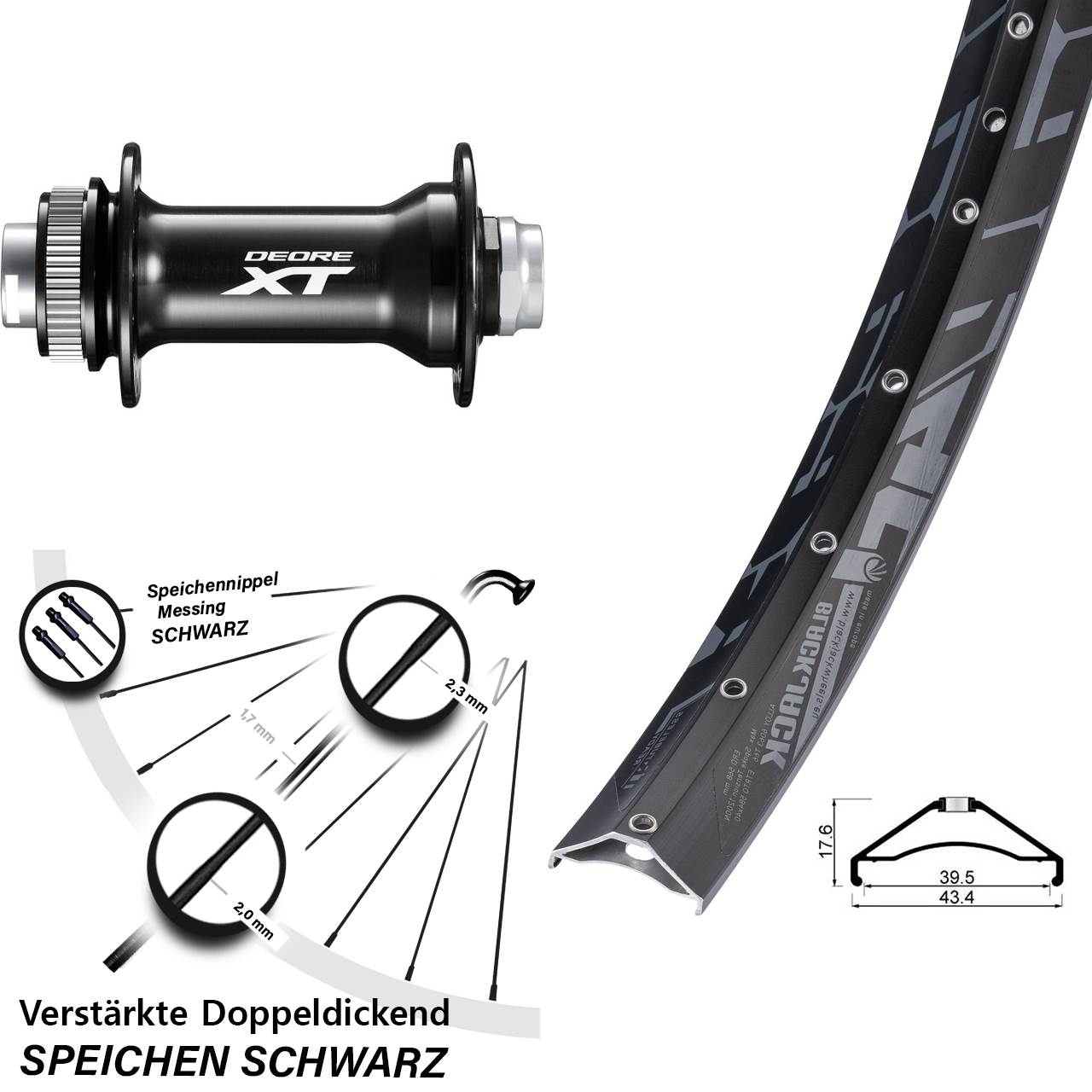 Rodi ready 40 Shimano Deore XT HB-M8010-B 27,5 Zoll Centerlock Vorderrad 15x110 Boost