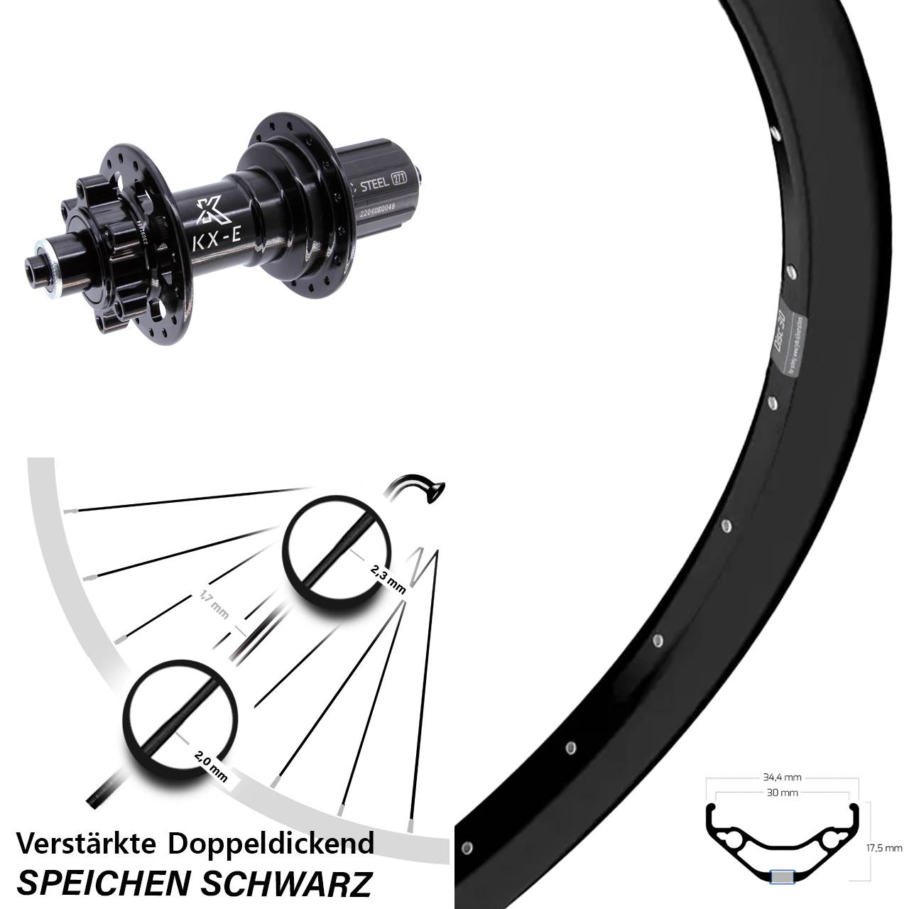 Ryde Disc 30 KX-E Heavy Duty 29 Zoll Disc Hinterrad QR Boost 8-12 fach HG