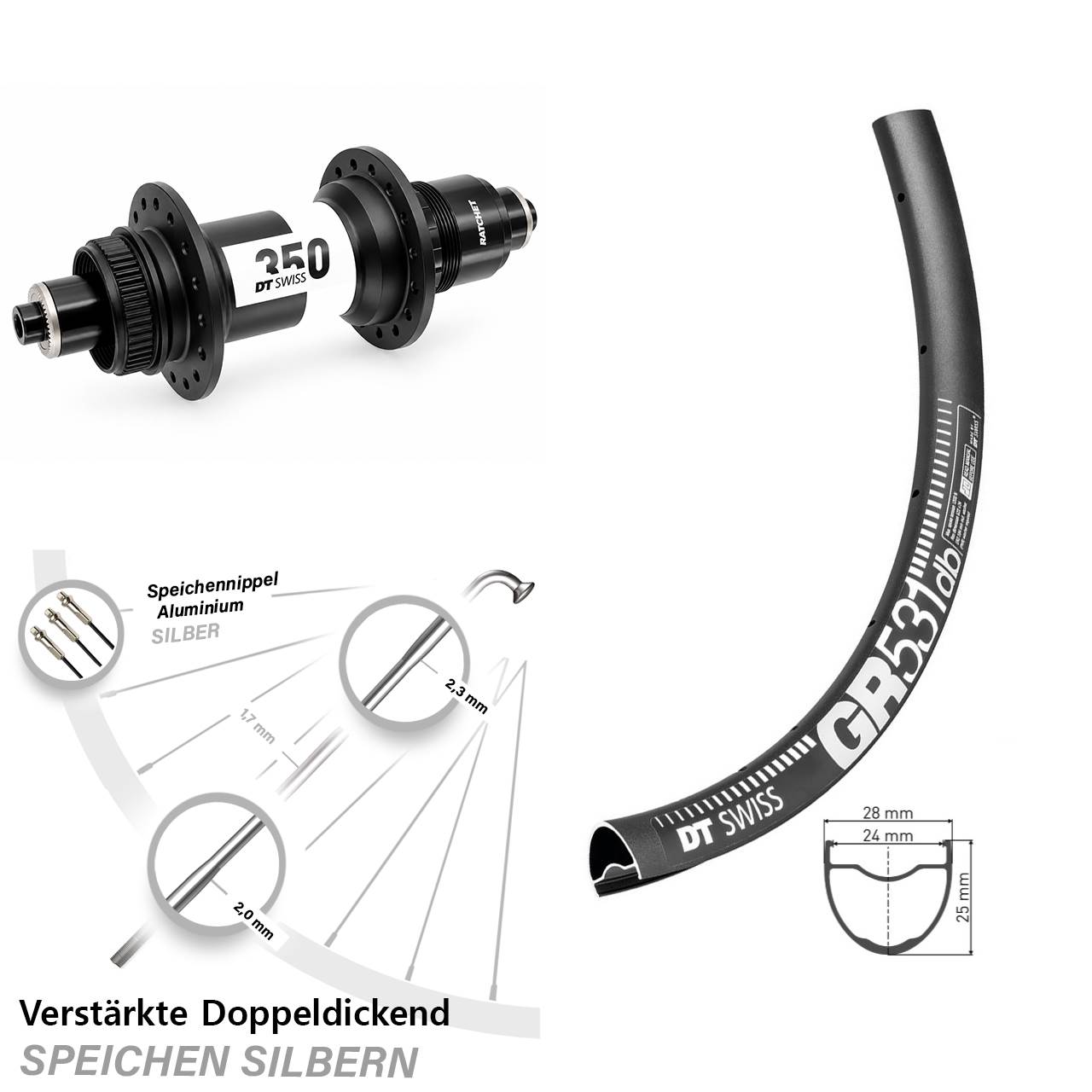 Hinterrad Centerlock QR 28-29 Zoll DT Swiss GR531-350 XD