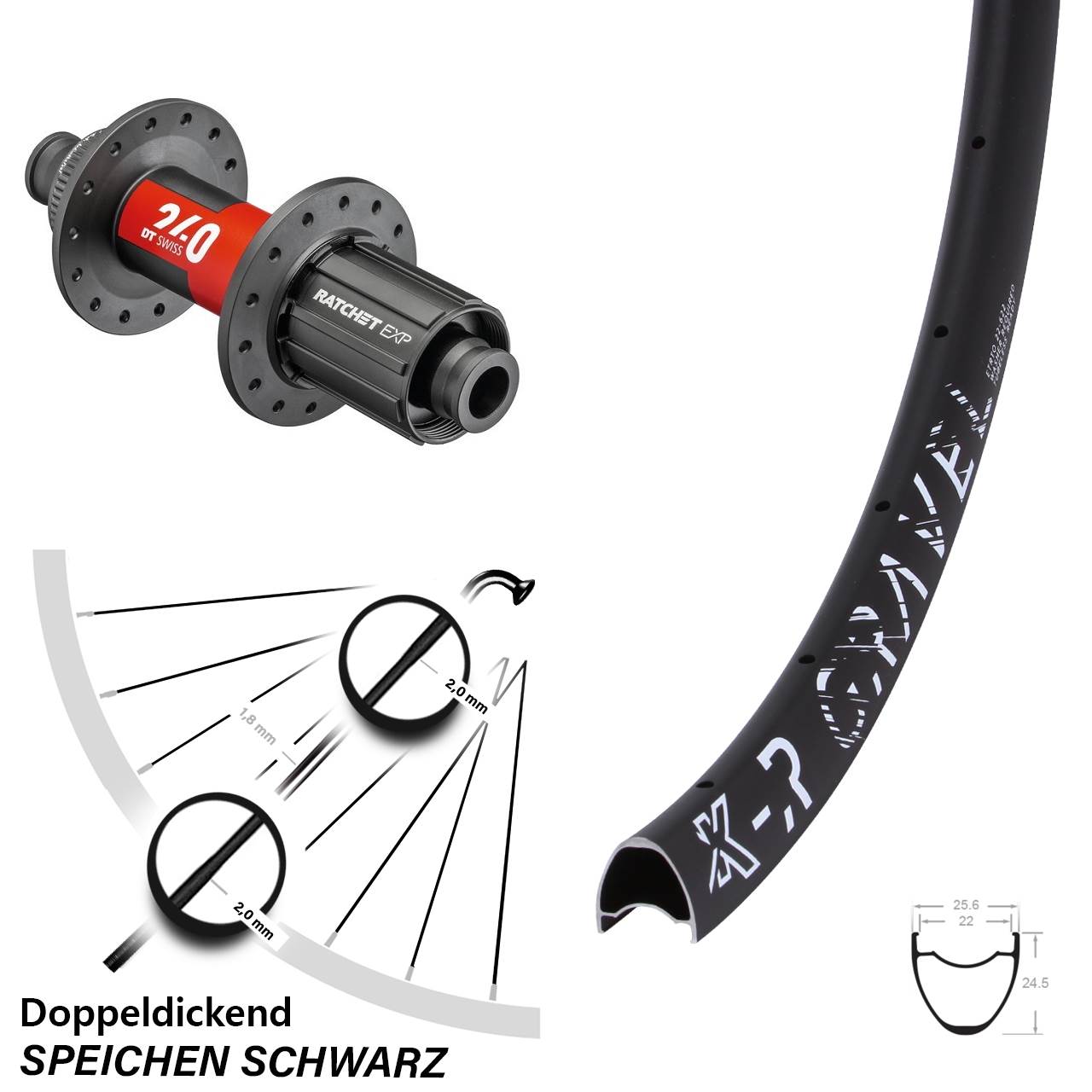 Disc Hinterrad 12x142 28-29 Zoll KX-R Gravel DT Swiss 240 EXP 8-12 fach HG