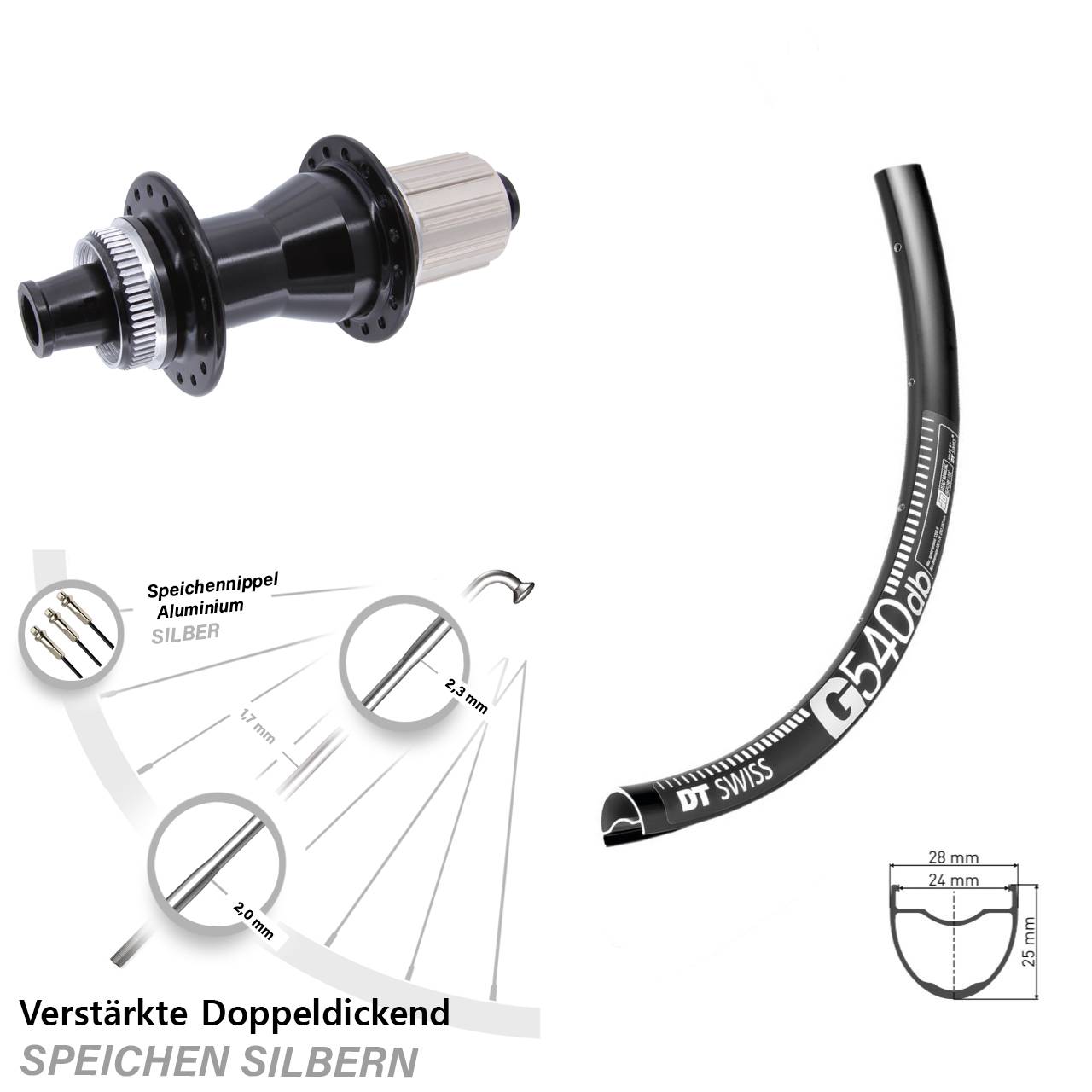 29 Zoll DT Swiss G 540 Novatec CL142 Disc Hinterrad 12x142 8-12 fach