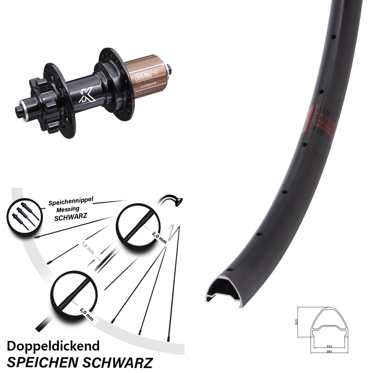 6-Loch Hinterrad für Schnellspanner 26 Zoll KX-M Clue 8-12 fach