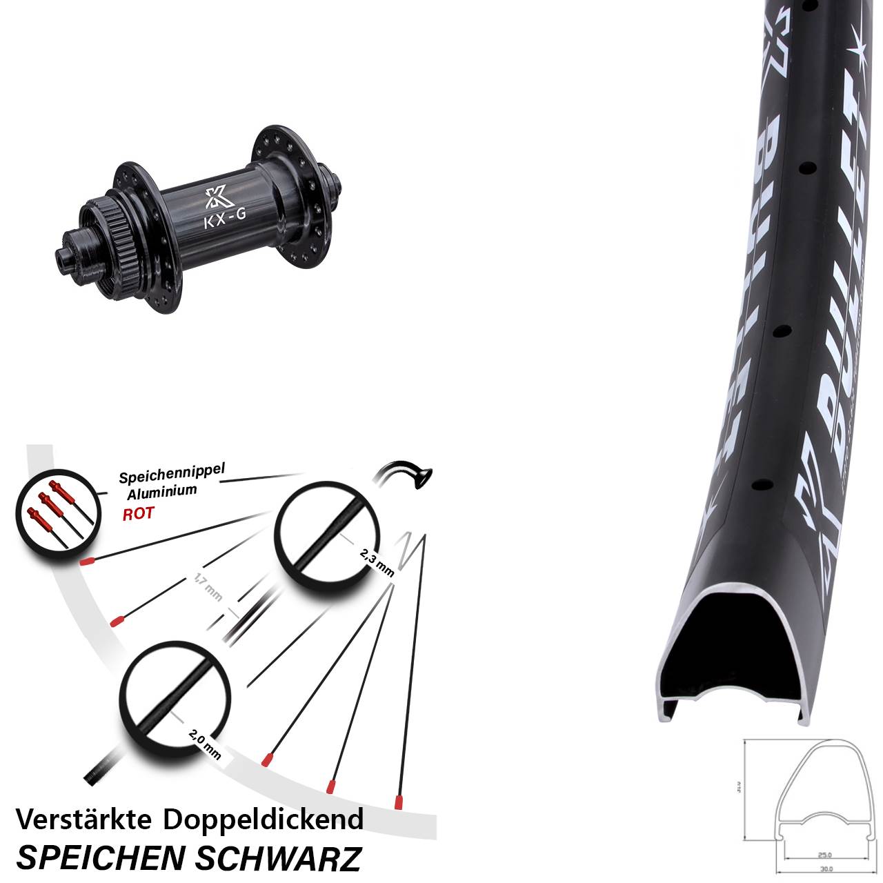 Vorderrad Centerlock 28 Zoll KX-G Bullet OS QR