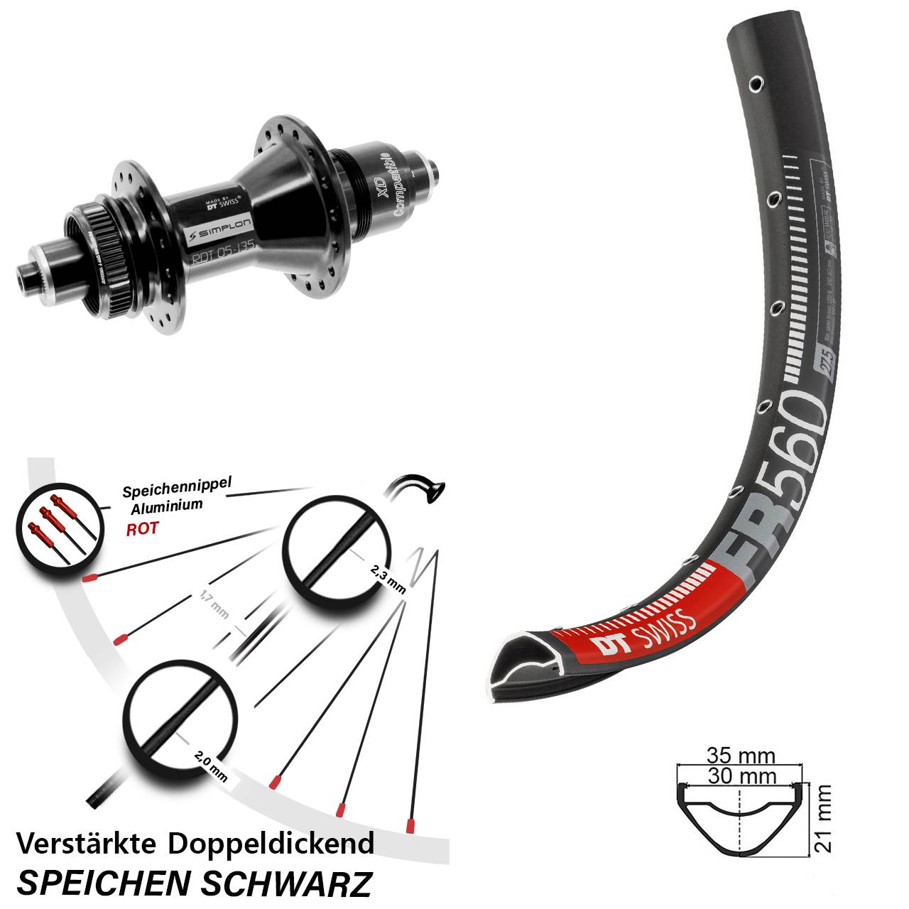 Centerlock Hinterrad QR 26 Zoll DT Swiss FR 560-370 XD