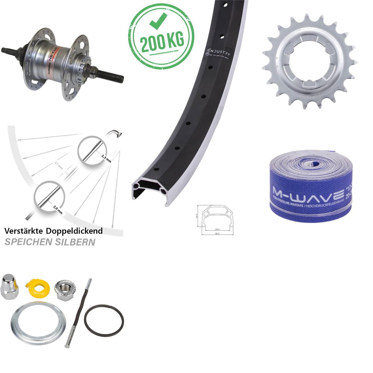20 Zoll Hinterrad Shimano Nexus 3 Gang KX Industry