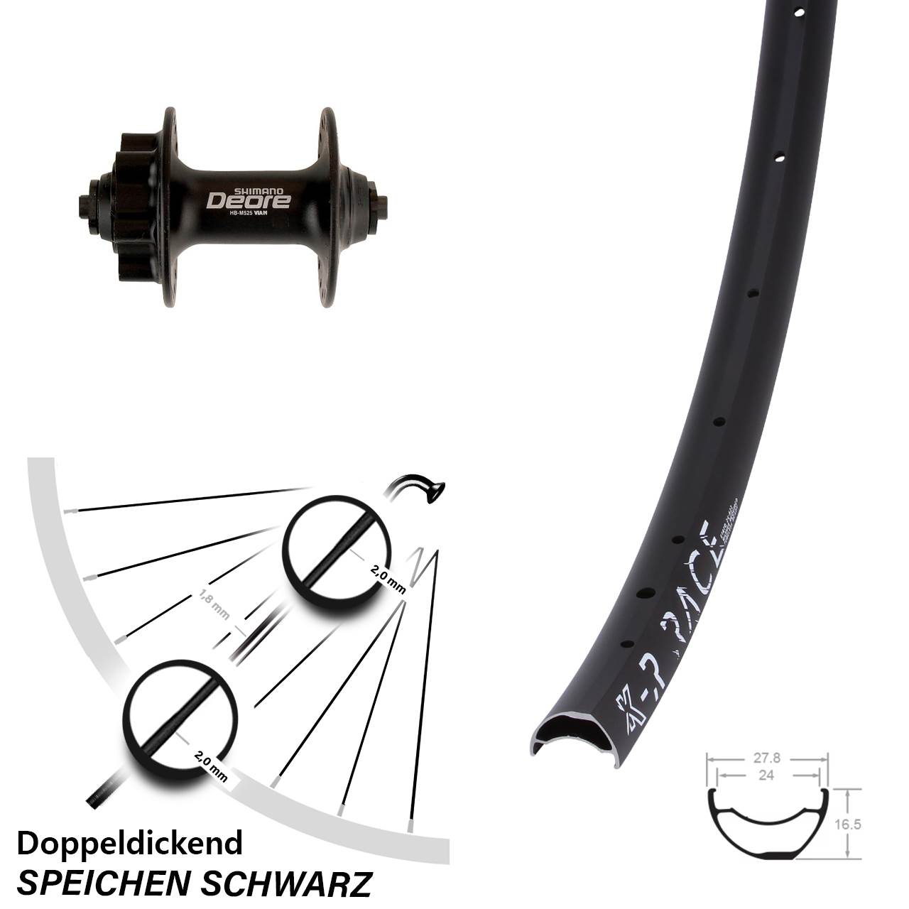 28-29 Zoll KX-R Race Shimano Deore Disc Vorderrad für Schnellspanner