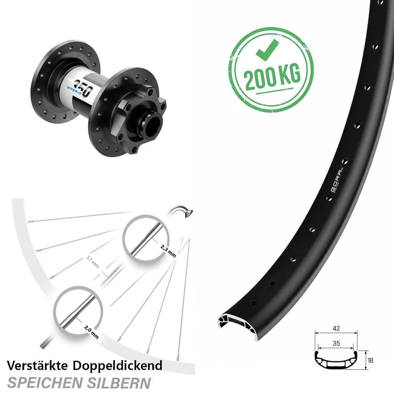 Disc Laufrad 27,5 Zoll Gora 35 Heavy Duty DT Swiss 350 Hybrid 15x100