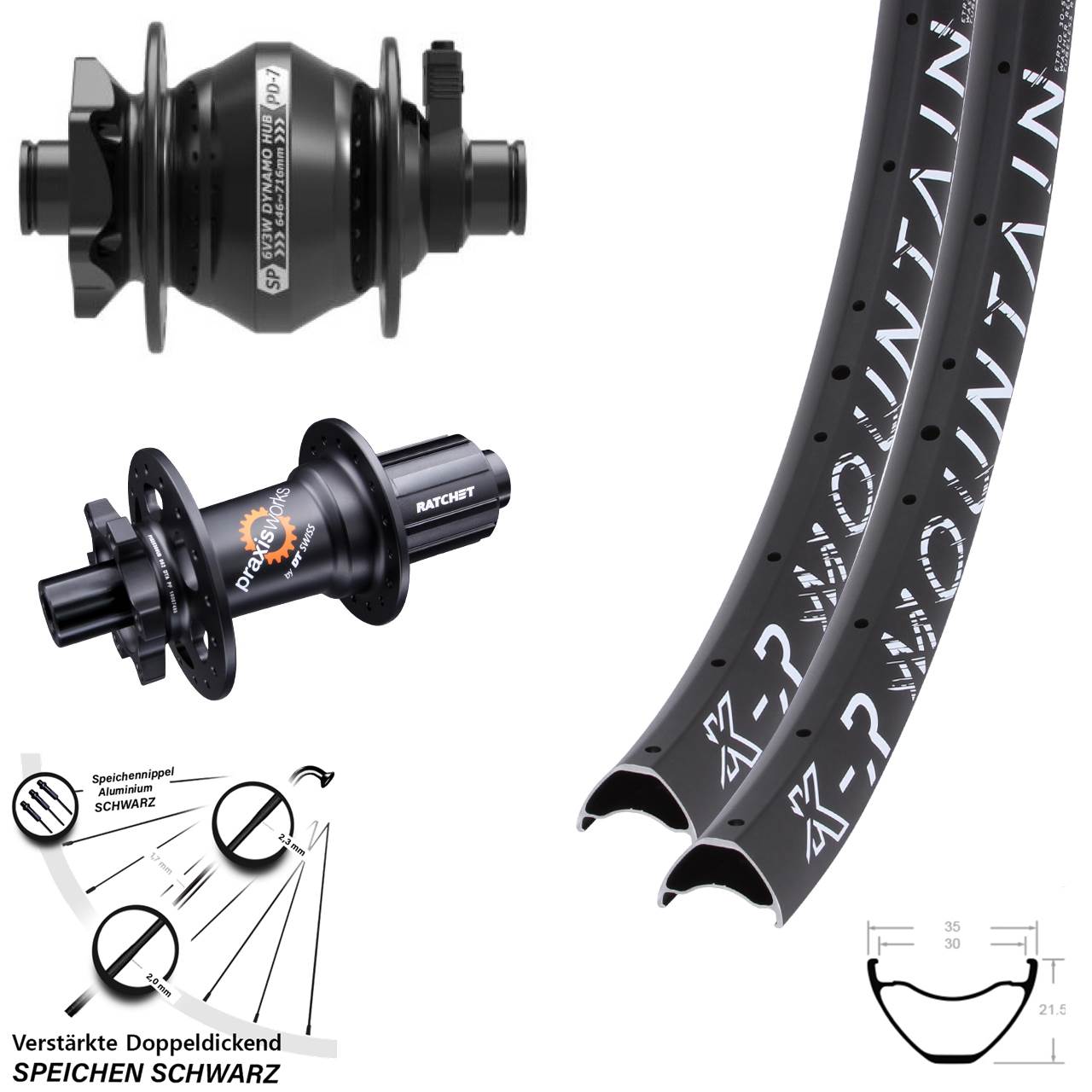 27,5 Zoll/29 Zoll KX-R Mountain Disc Radsatz 12x100/142 DT Swiss 350 8-11 fach HG SP PD-7