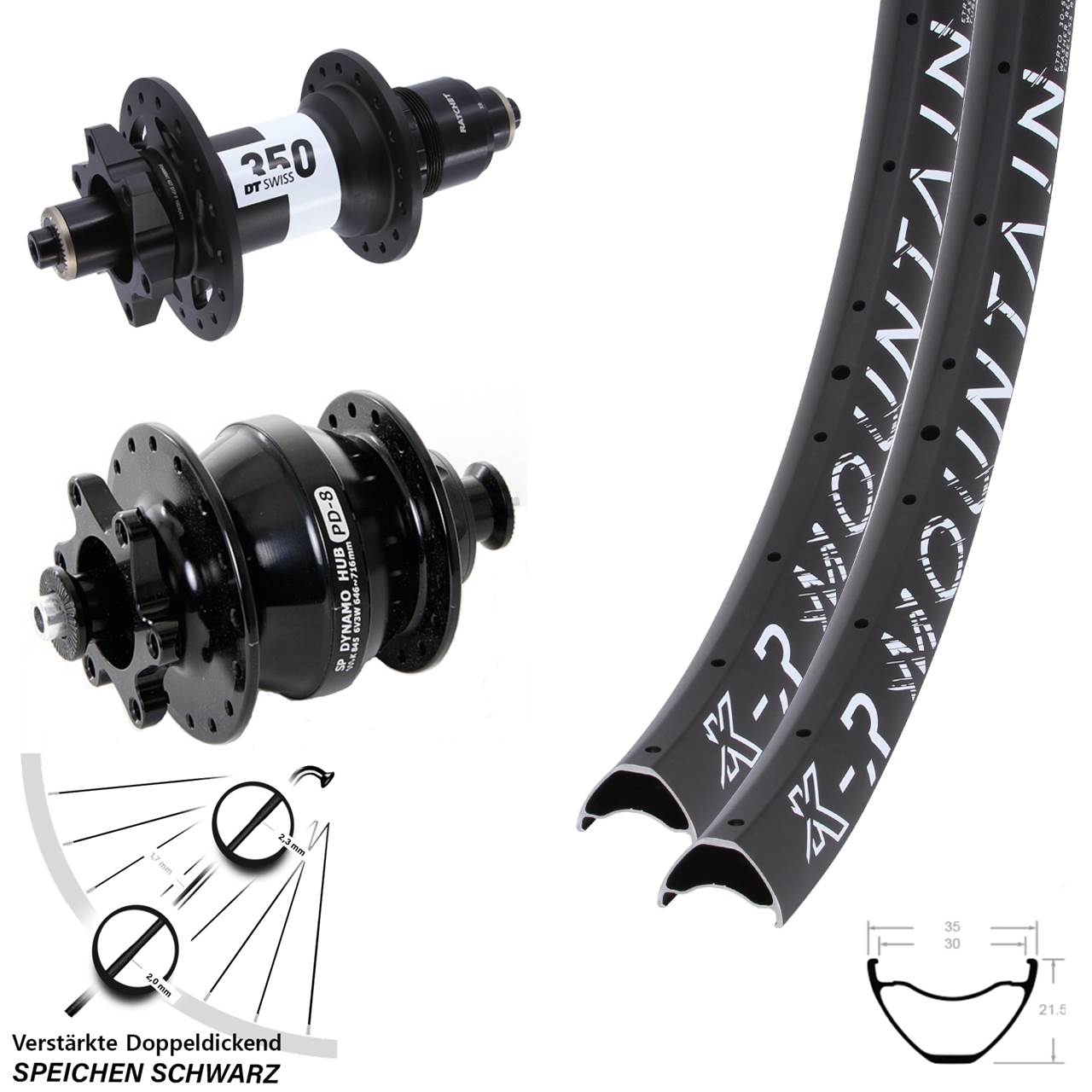 Disc Laufradsatz 29 Zoll KX-R Mountain DT Swiss 350 Shutter Precision PD-8 SRAM XD QR