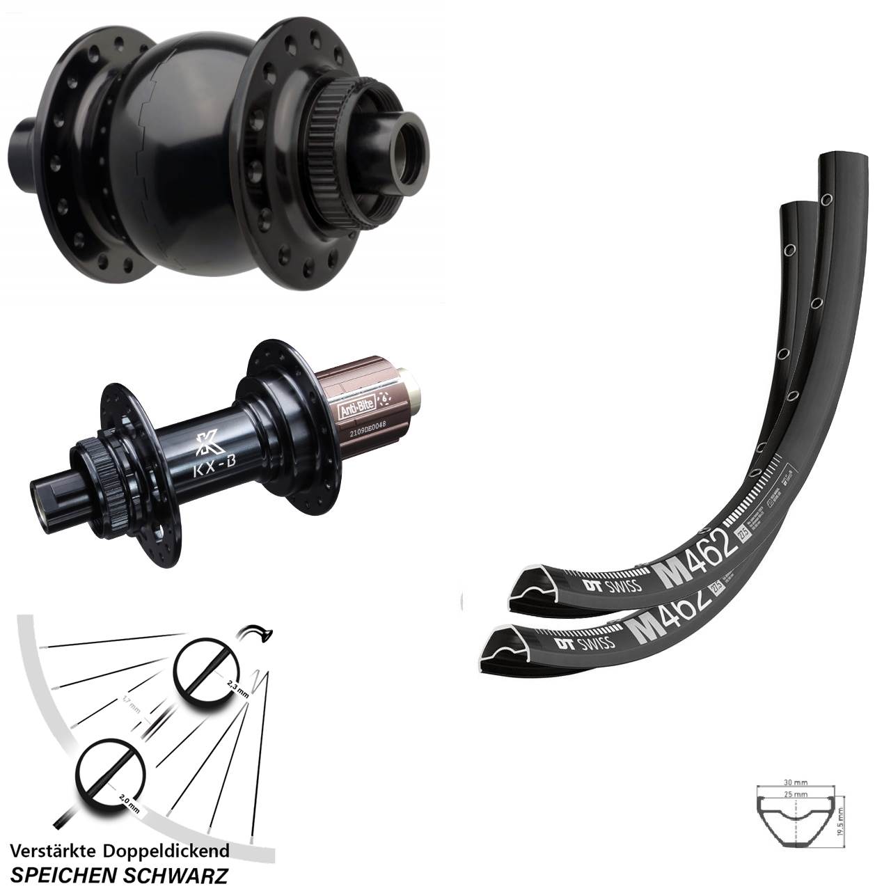 DT Swiss M462 KX-B SON 28 29 Zoll Laufradsatz Centerlock 15x110 12x148 8-12 fach HG