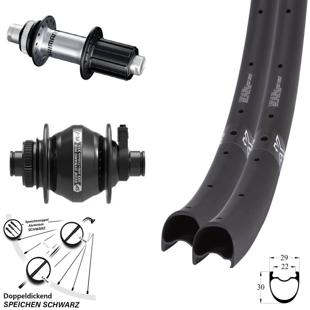 Laufradsatz 28/29 Zoll KX-RC Carbon SP PL-7 Shimano FH-RS770 12x100/142 8-12 fach