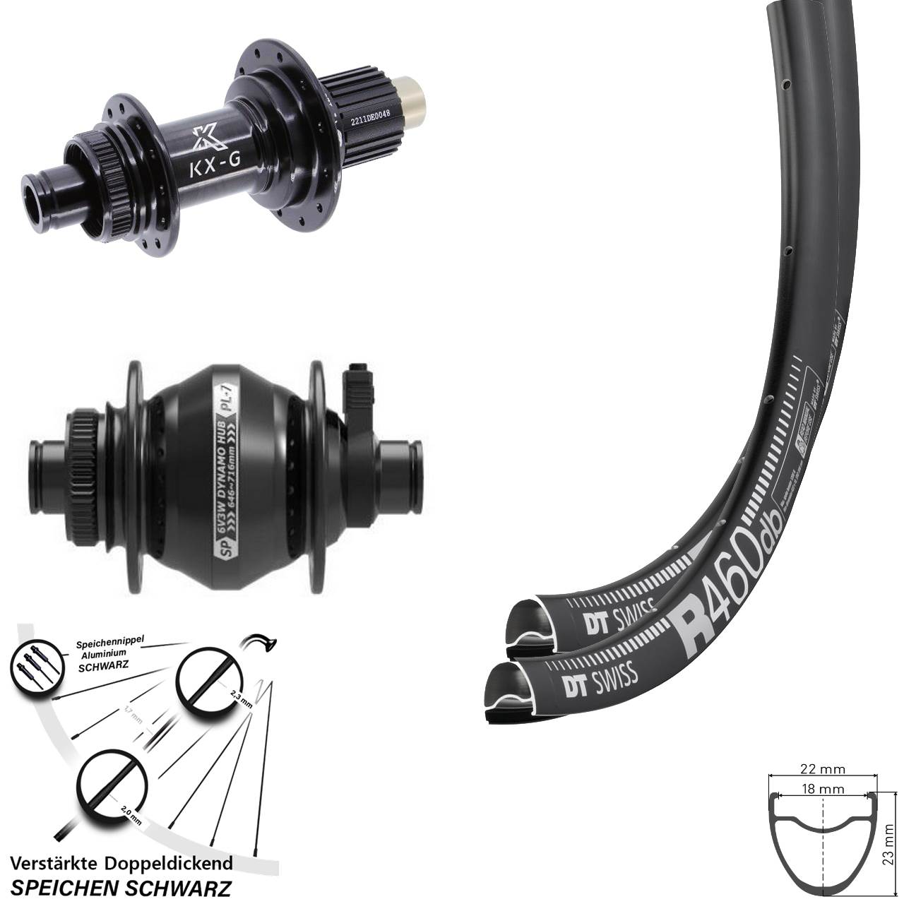 28 Zoll DT Swiss R 460 KX-G Shutter PL-7 Disc Laufradsatz 12x100/142 Shimano Micro Spline