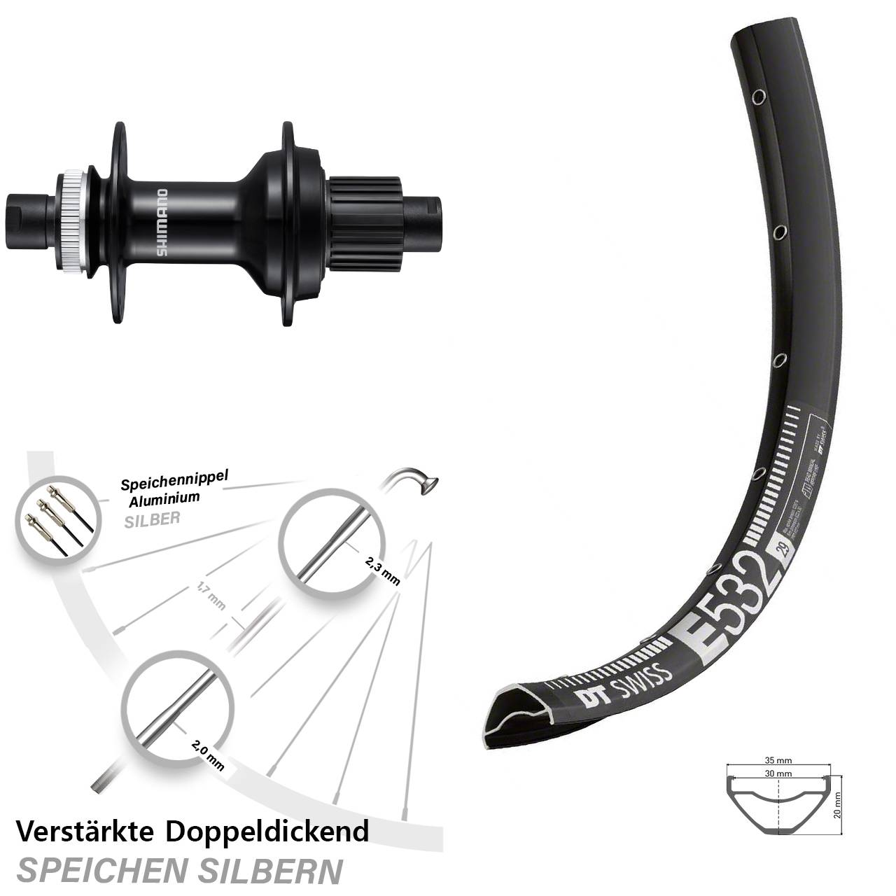 Hinterrad Centerlock 29 Zoll DT Swiss E532 Shimano FH-MT510B Micro Spline 12x148