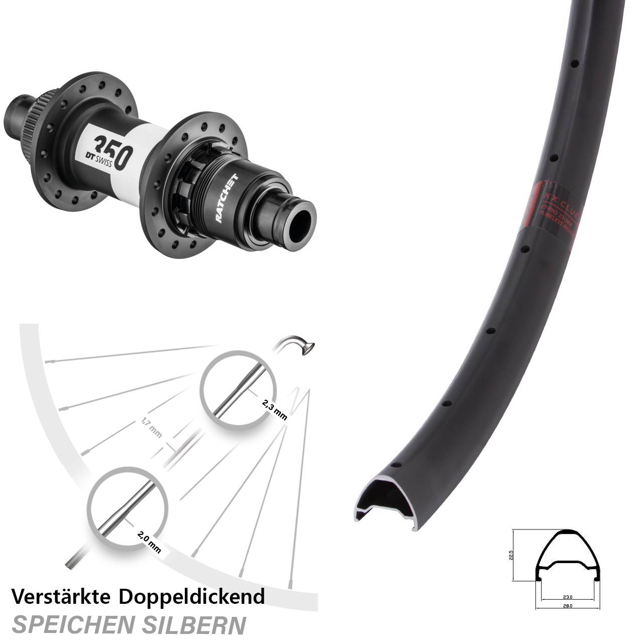KX Clue DT Swiss 350 CL SRAM XD 28 Zoll Hinterrad Centerlock 12x142