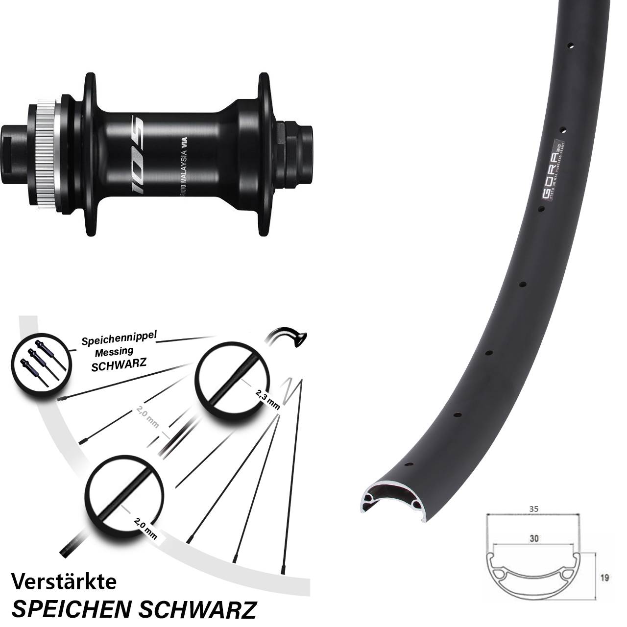 26 Zoll Gora 30 Shimano HB-R7070 Centerlock Vorderrad 12x100