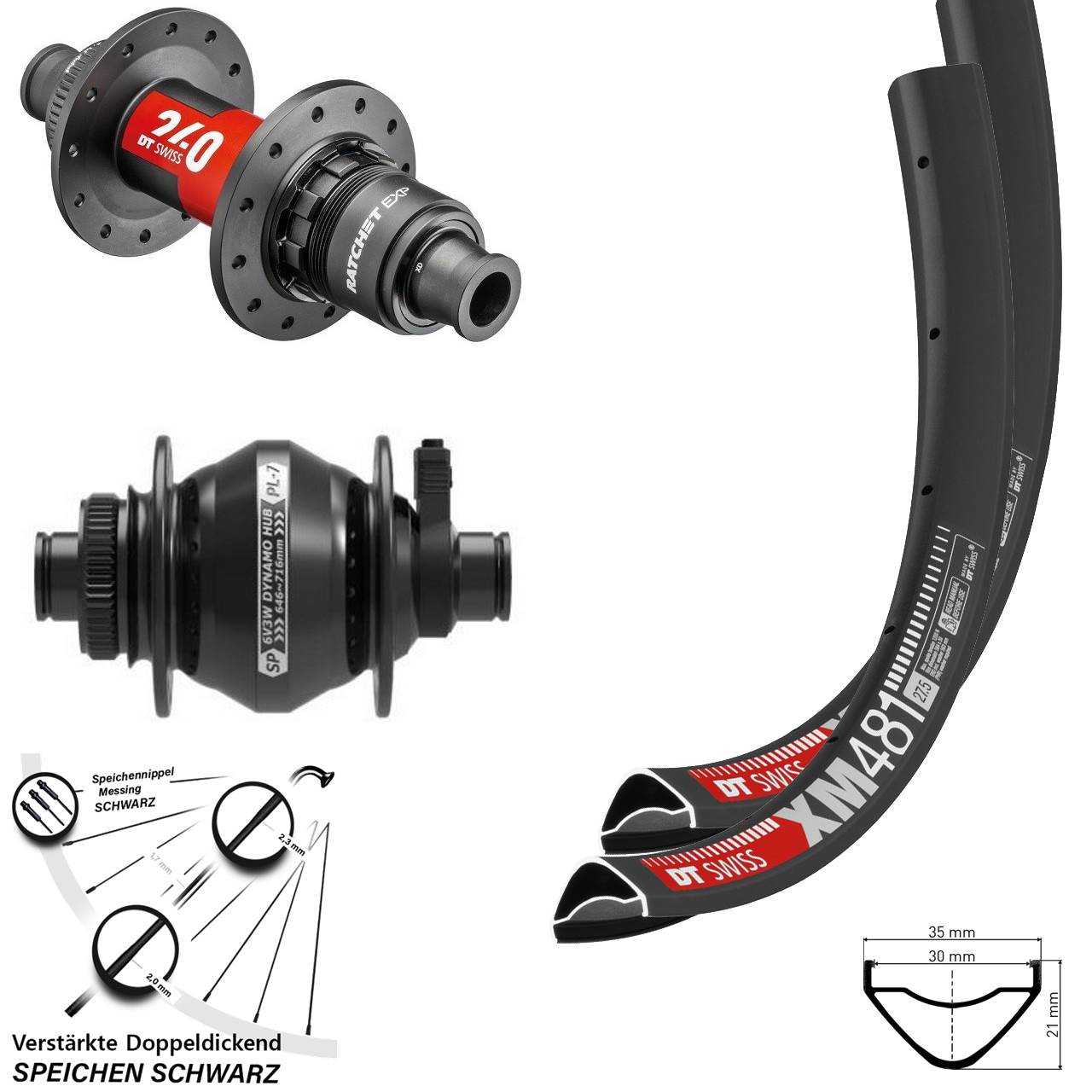 29 Zoll DT Swiss XM481 240 EXP SP PL-7 Disc Laufrad-Satz 12x100/142 SRAM XDR