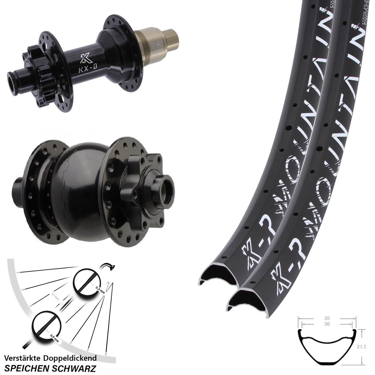 KX-BR Mountain SON 28 29 Zoll Disc Laufradsatz 15x110 12x148 XD 11-12 fach
